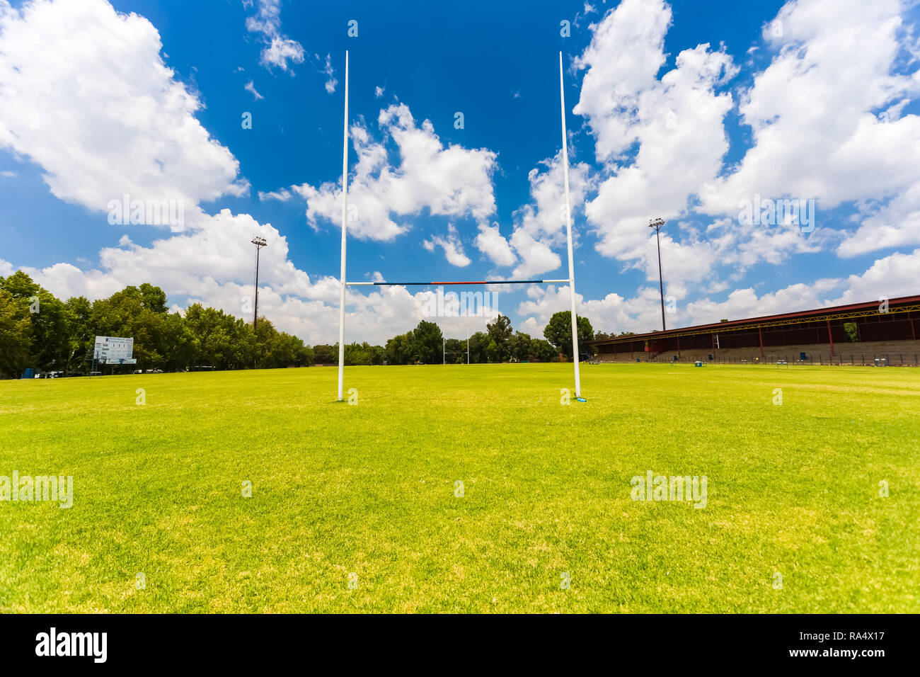Johannesburg, South Africa - February 16 2015: Empty High School Rugby Field Stock Photo