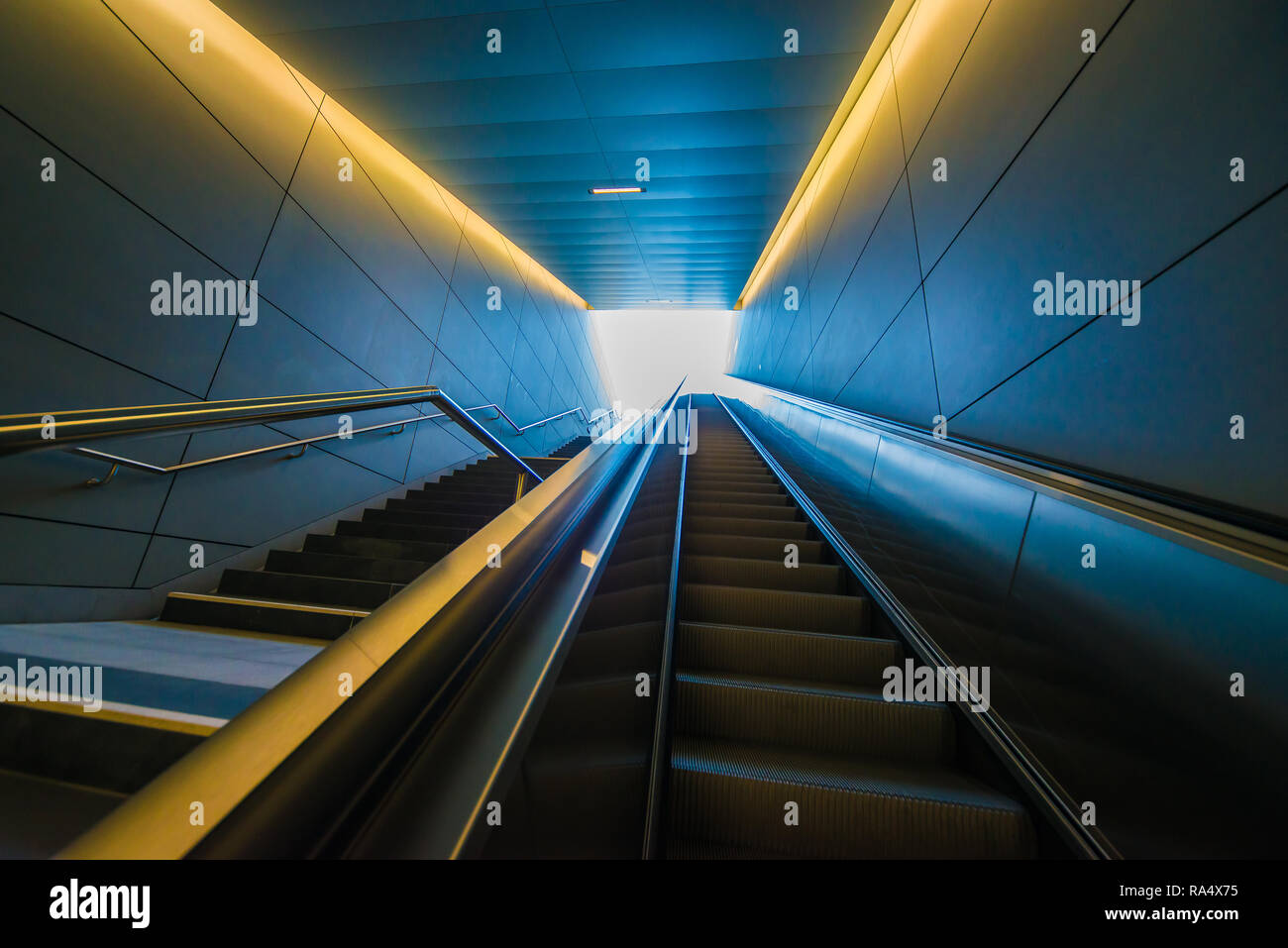 HafenCity U-Bahn metro Hamburg perspective lights Stock Photo