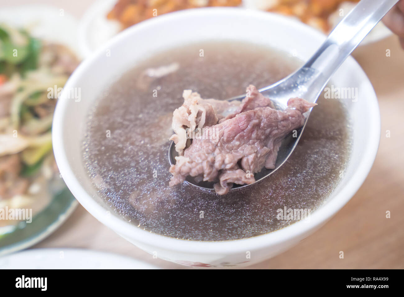 Taiwan famous food Tainan beef soup, traditional breakfast in Tainan, Taiwan Stock Photo Alamy