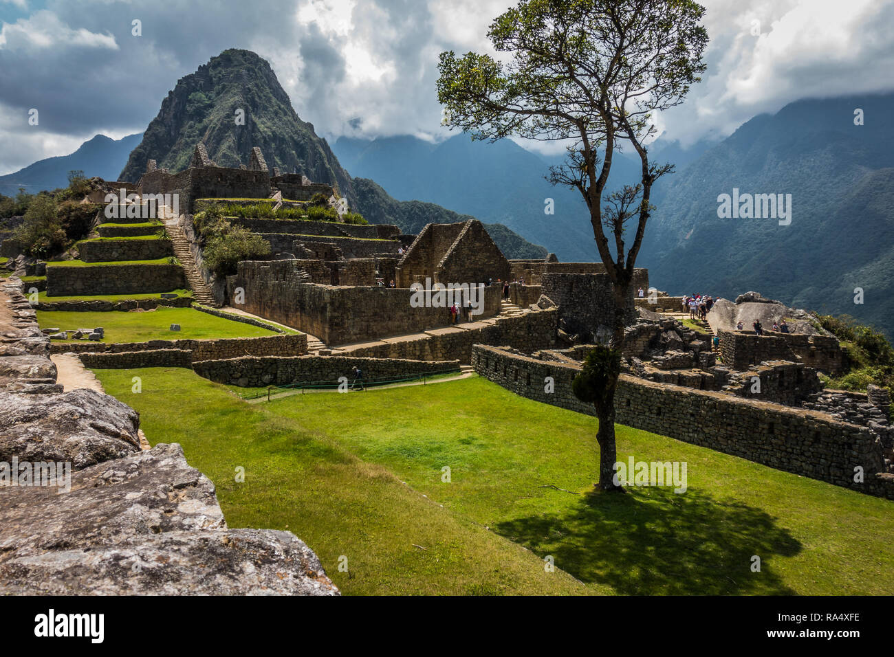 The ancient stone ruins of the Incan citadel at Machu Picchu in the ...