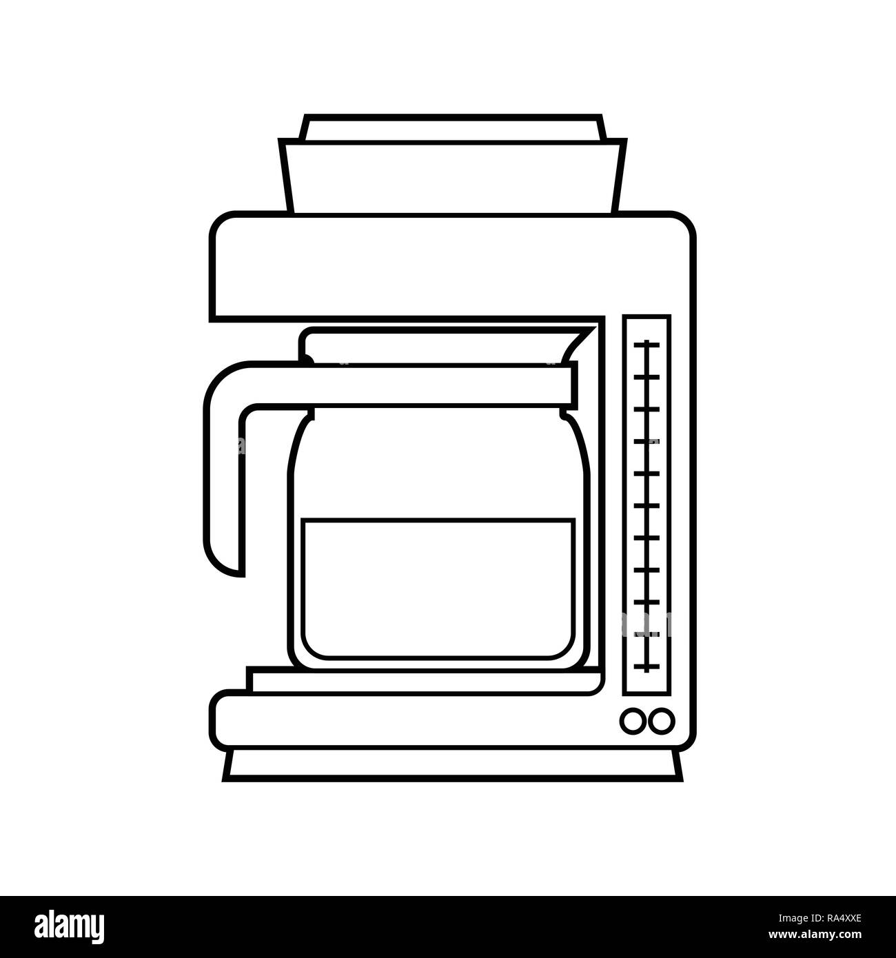 Isolated Coffee Maker on white background, Simple Line Vector Illustration Stock Vector
