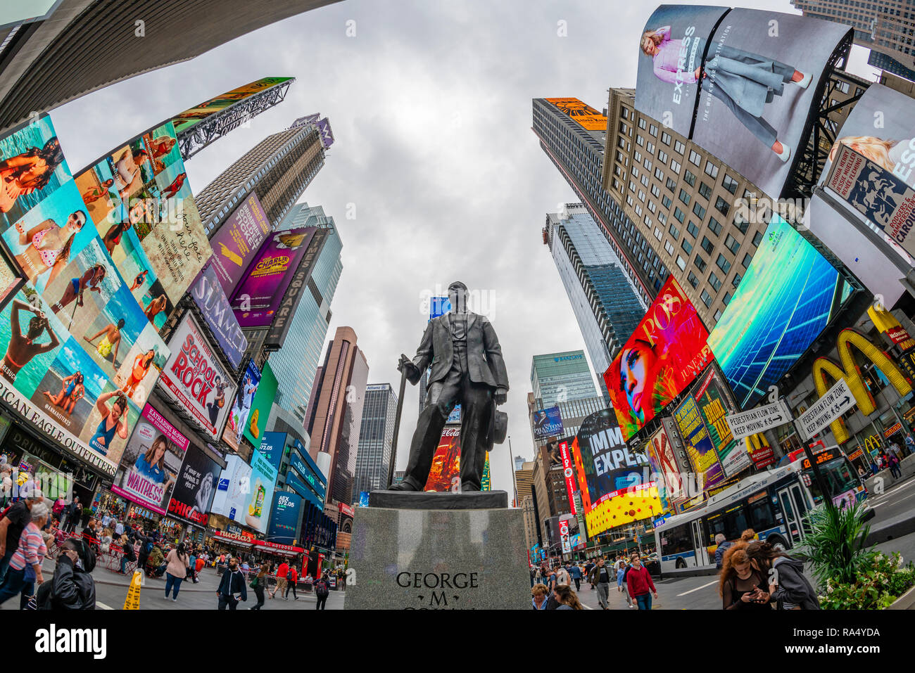 View of M. Cohan statue at Times Square in New York City Stock