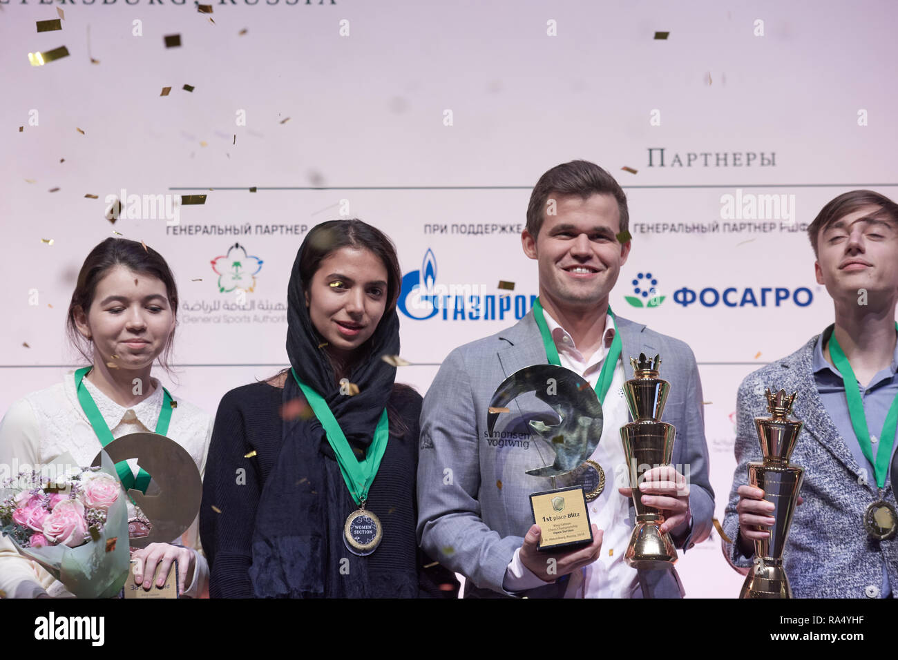 St. Petersburg, Russia - December 30, 2018: Grandmaster Daniil Dubov,  Russia holding the first place prize of World Rapid Chess Championship 2018  afte Stock Photo - Alamy