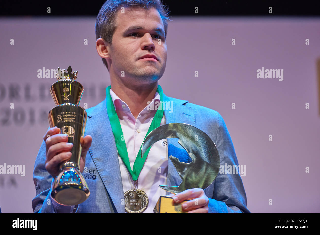 St. Petersburg, Russia - December 30, 2018: Grandmaster Daniil Dubov,  Russia holding the first place prize of World Rapid Chess Championship 2018  afte Stock Photo - Alamy