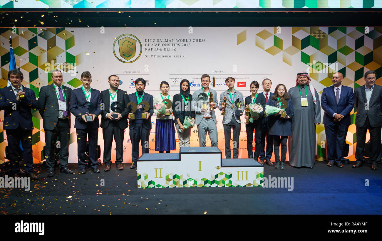 St. Petersburg, Russia - December 30, 2018: Grandmaster Daniil Dubov,  Russia holding the first place prize of World Rapid Chess Championship 2018  afte Stock Photo - Alamy