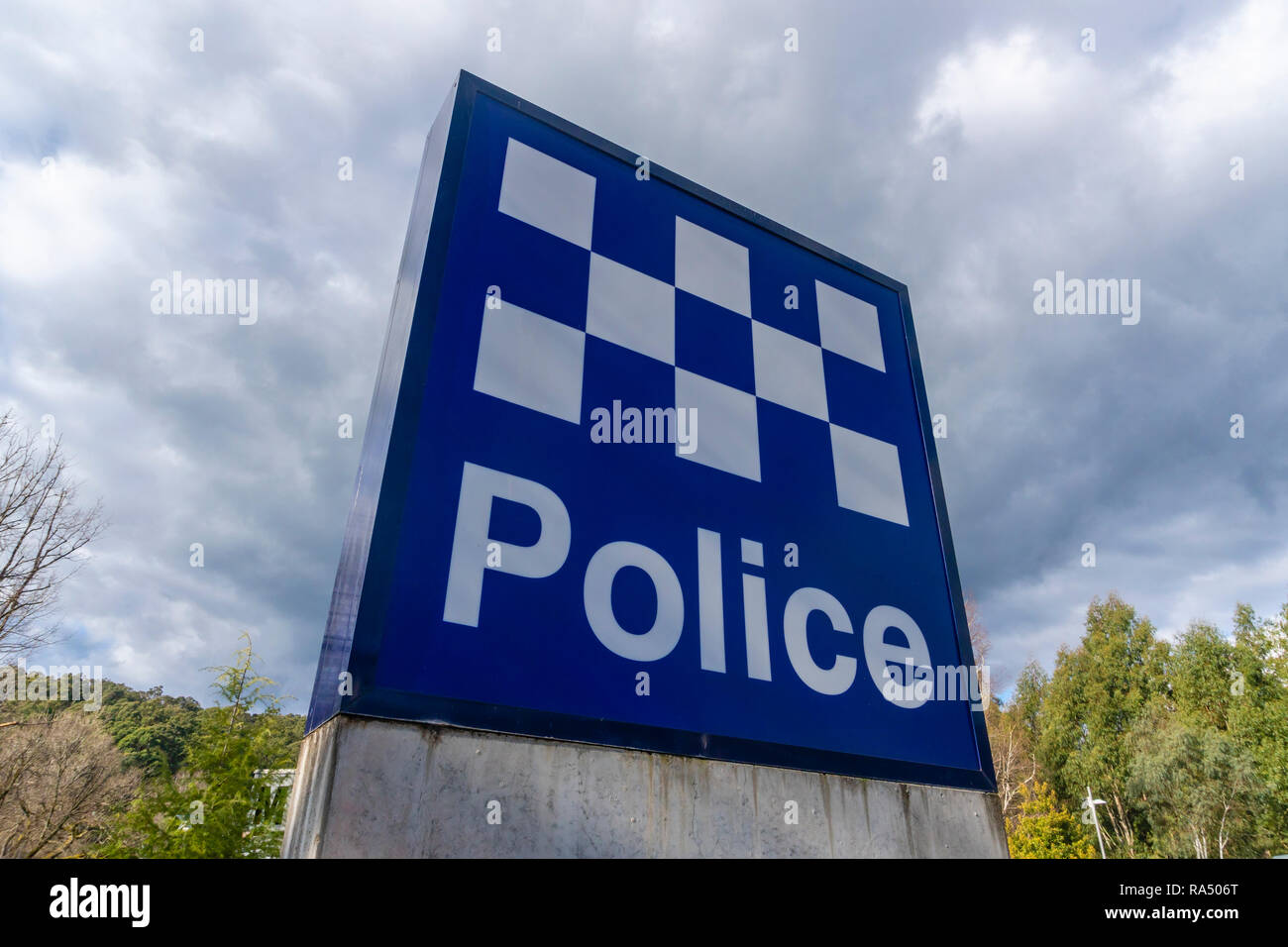 Police station sign in Australia Stock Photo