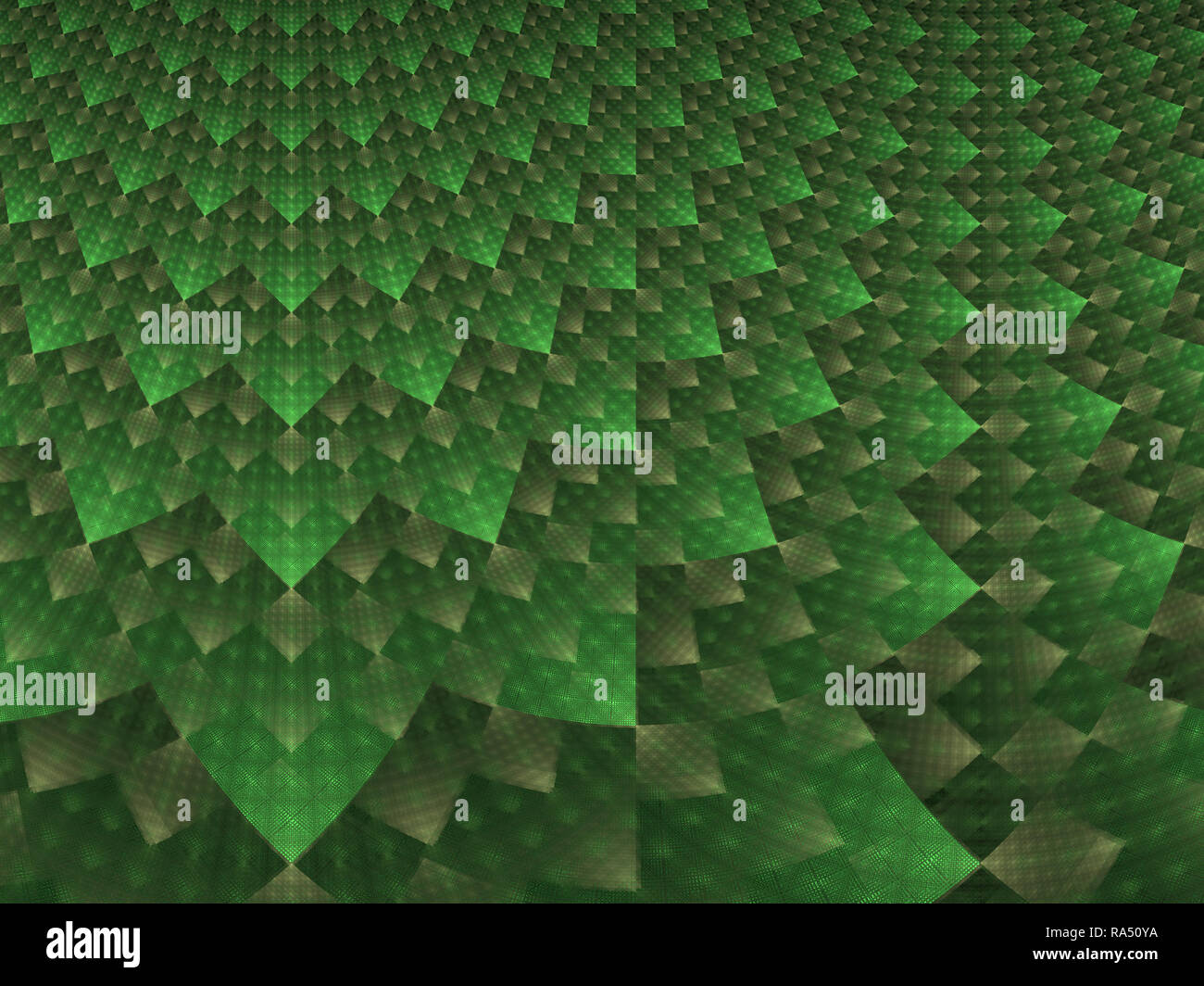 Green and White Squares Abstract Geometrical Digital Art Flame Fractal Stock Photo