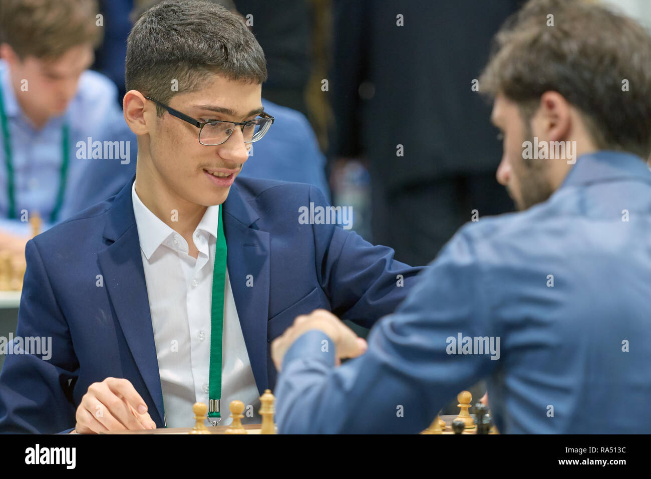 St. Petersburg, Russia - December 28, 2018: Grandmaster Alireza Firouzja,  Iran competes in King Salman World Rapid Chess Championship 2018.  Eventually Stock Photo - Alamy