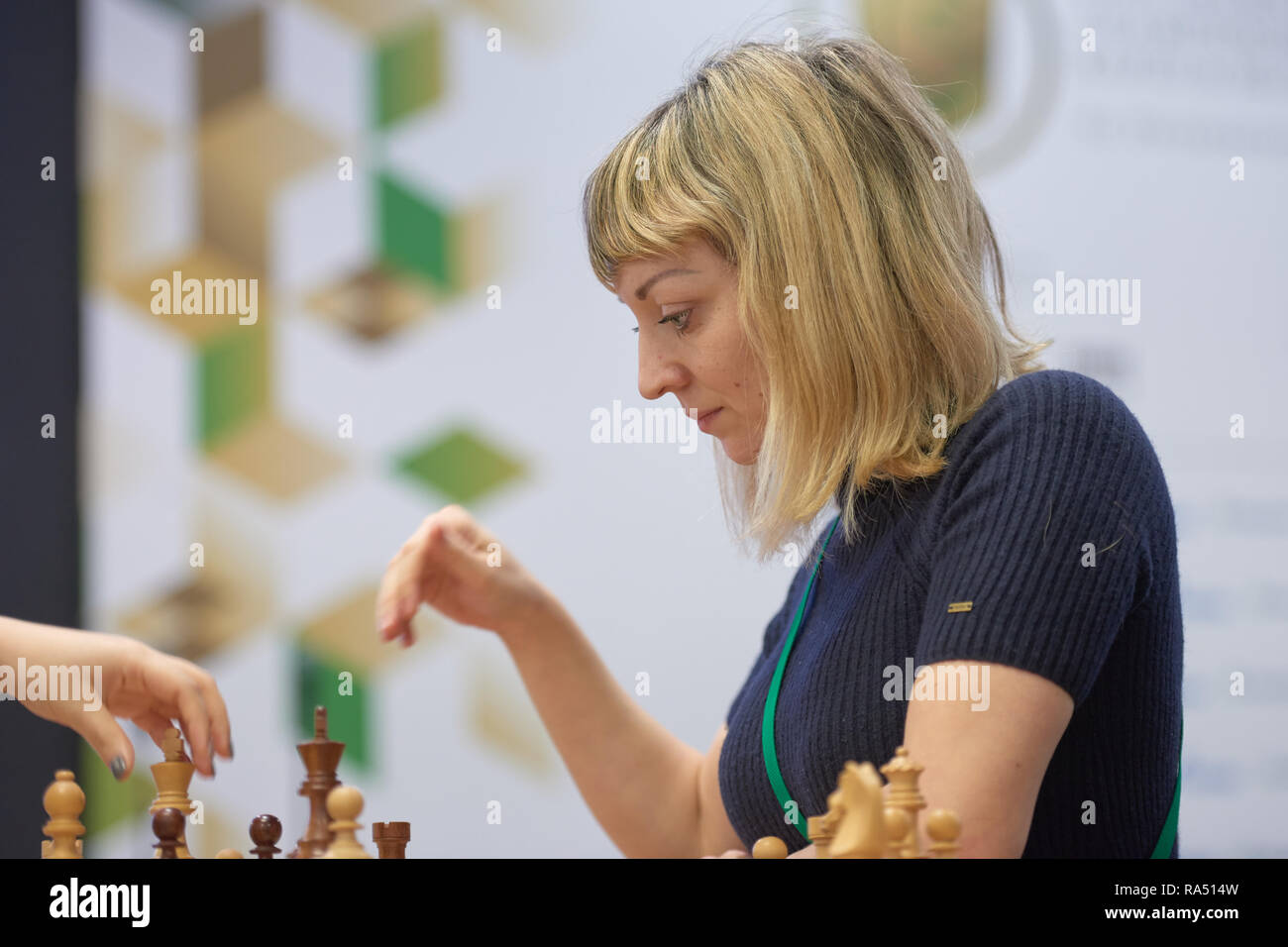 St. Petersburg, Russia - December 30, 2018: Grandmaster Daniil Dubov,  Russia holding the golden cup of World Rapid Chess Championship 2018 after  award Stock Photo - Alamy