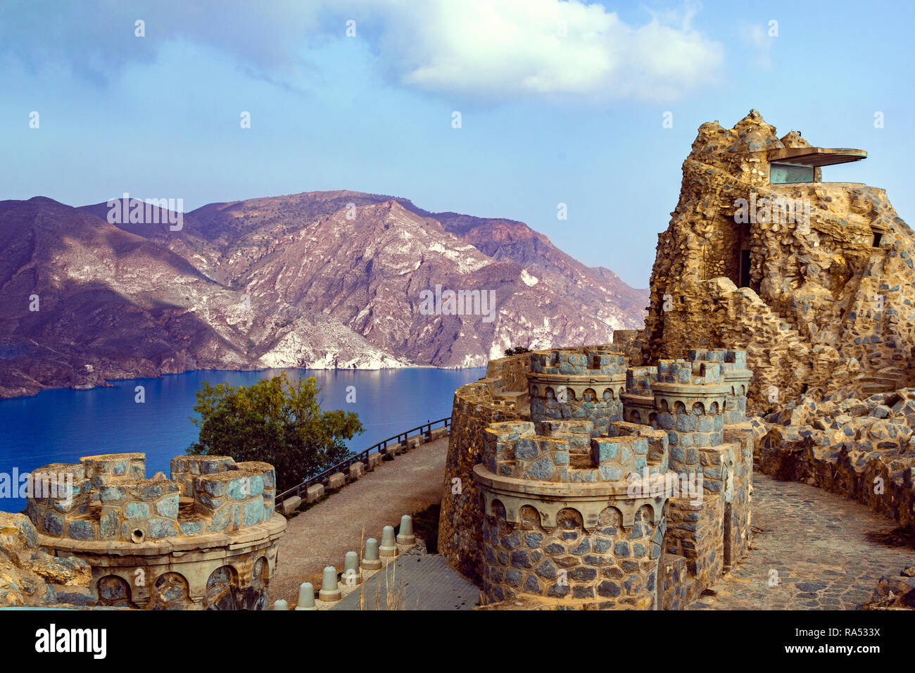 Bateria de Castillitos. An idyllic landscape of ancient construction  against the mediterranean sea. Scenic Twiilight Stock Photo - Alamy