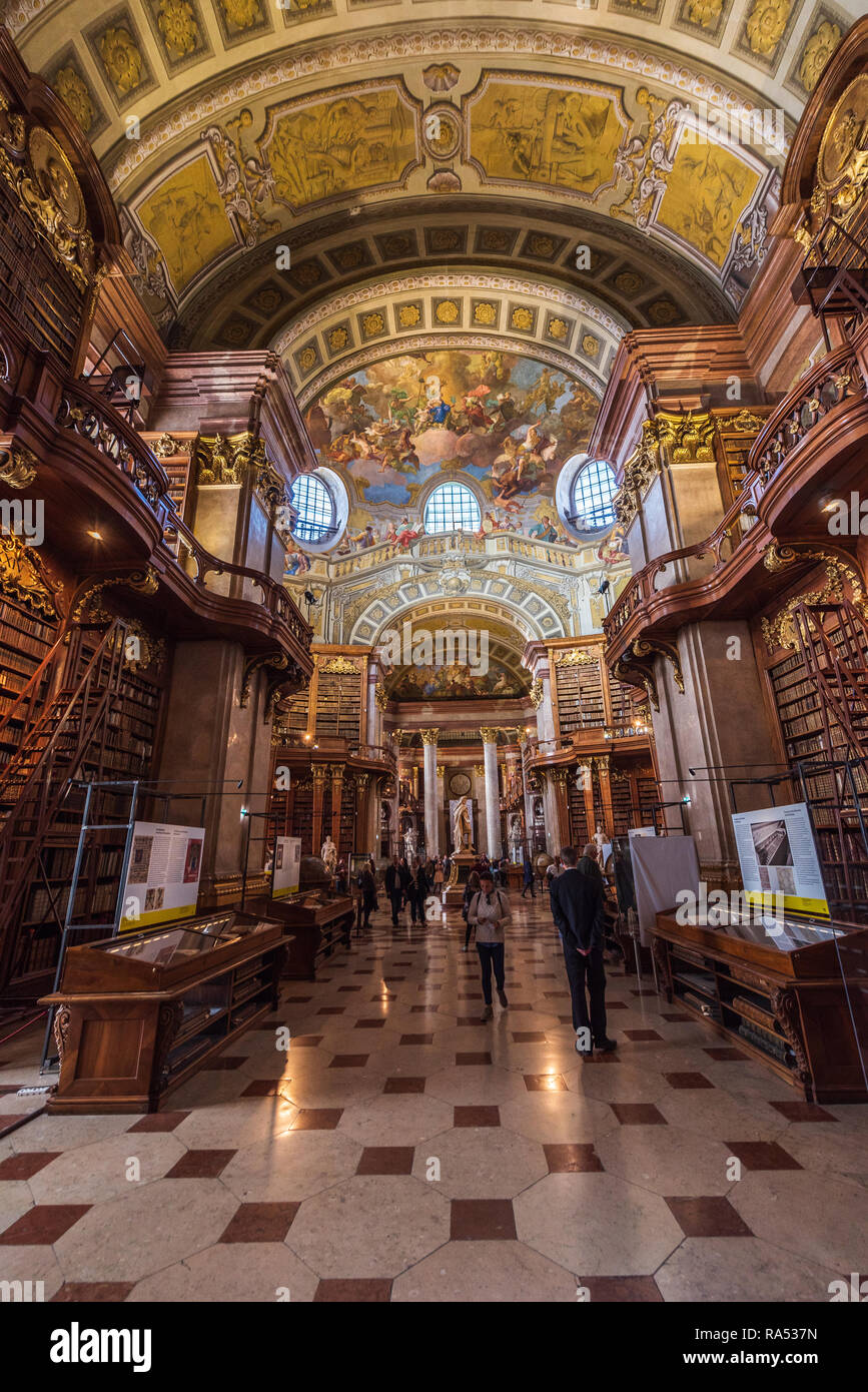 Prunksaal library, Austrian National Library, Vienna, Austria Stock