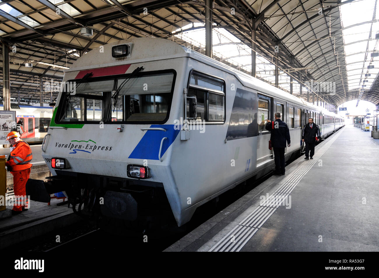The Voralpen Express at Luzern rail station in Switzerland Stock Photo