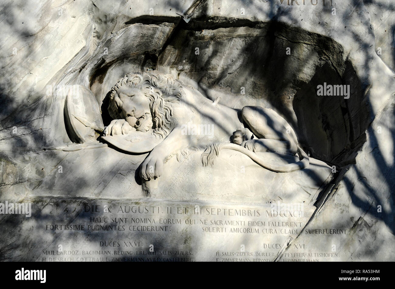 The Lion monument  of Luzern in Switzerland Stock Photo