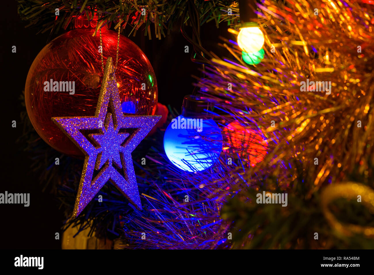 Closeup of decorated christamas tree as background Stock Photo - Alamy