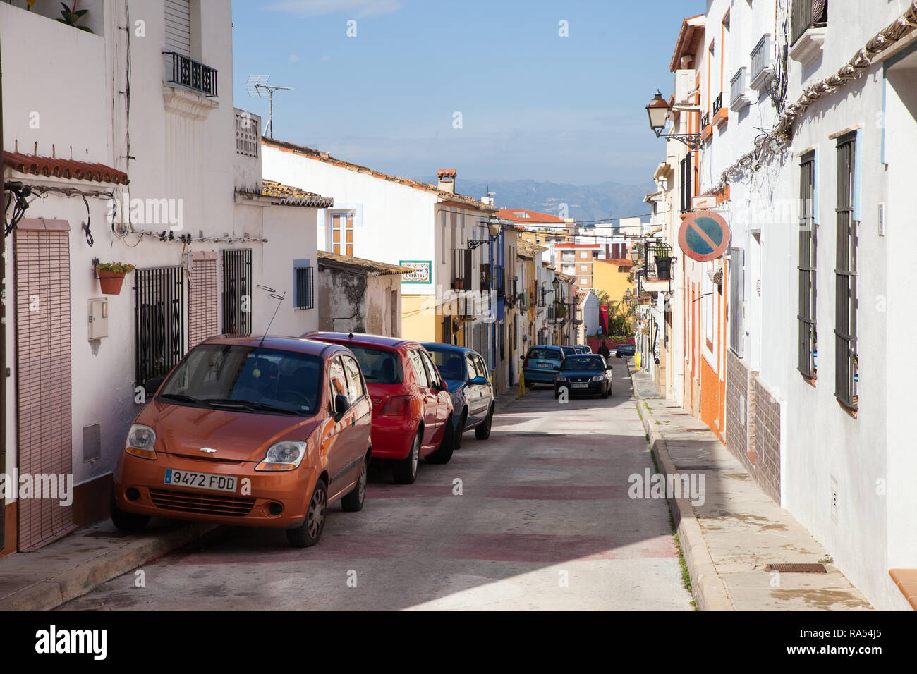 April 30, 2013 - Denia, Spain: view to the cosy streets of the small Denia town Stock Photo