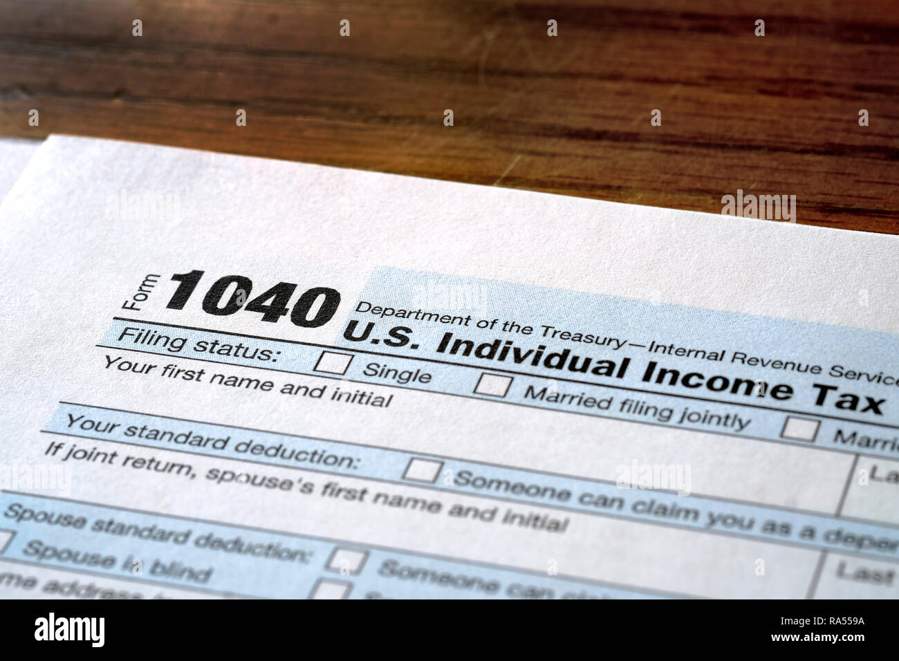 Individual Income Taxes Forms Tax 1040 Stock Photo