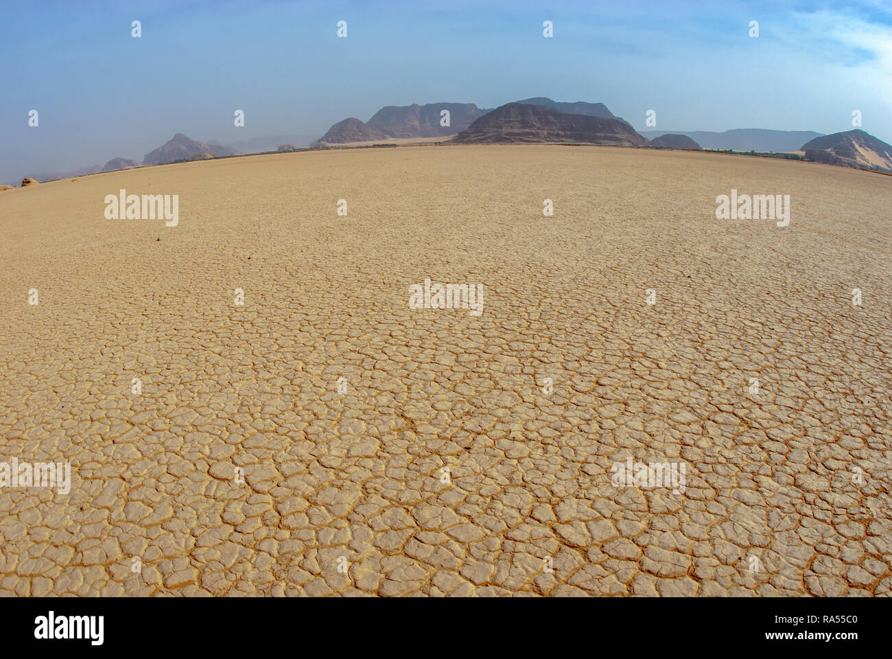 Desert Landscape. Cracked dry earth in an arid area. Photographed in ...