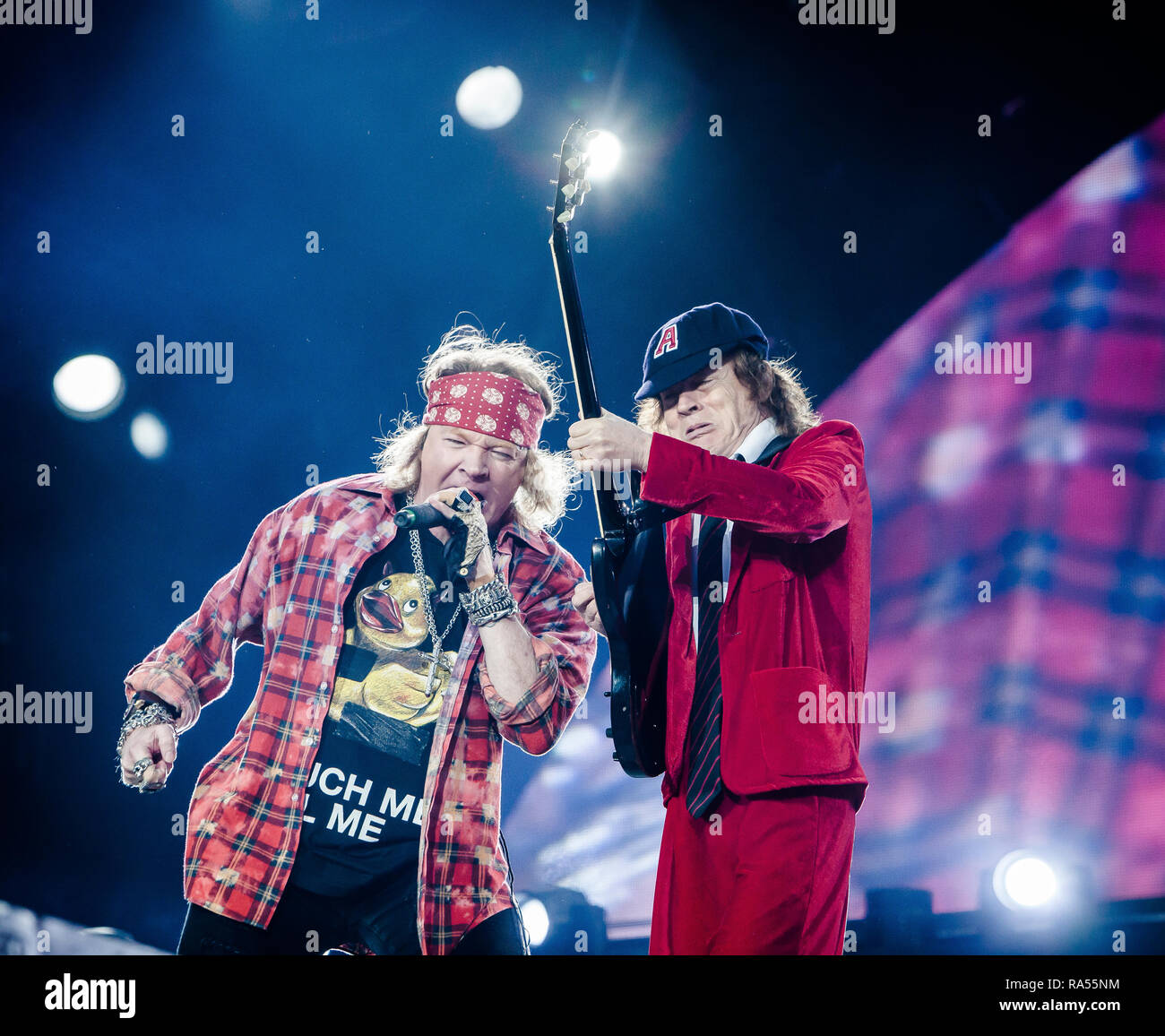 The Australian rock band AC/DC performs a live concert at Ceres Park in