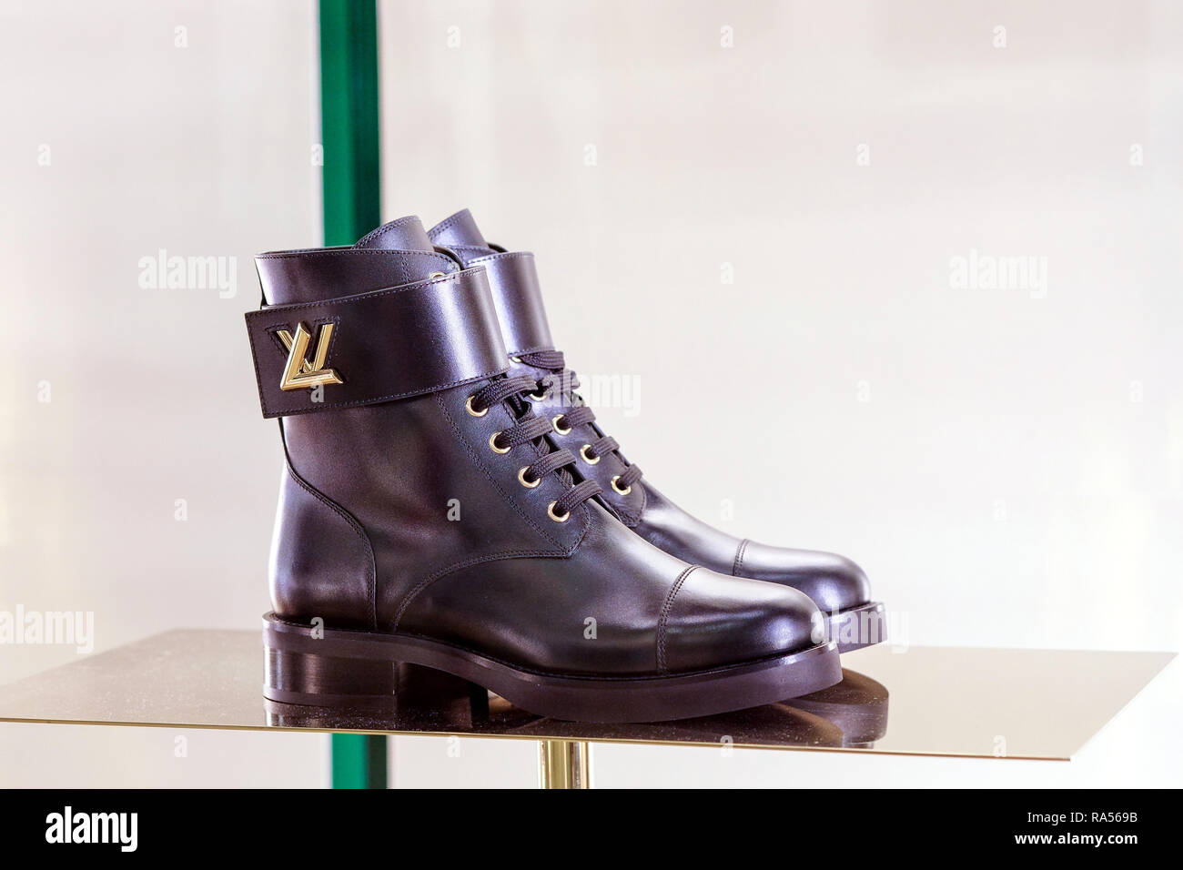 Louis Vuitton Black Leather Wonderland Ranger Ankle Length Combat