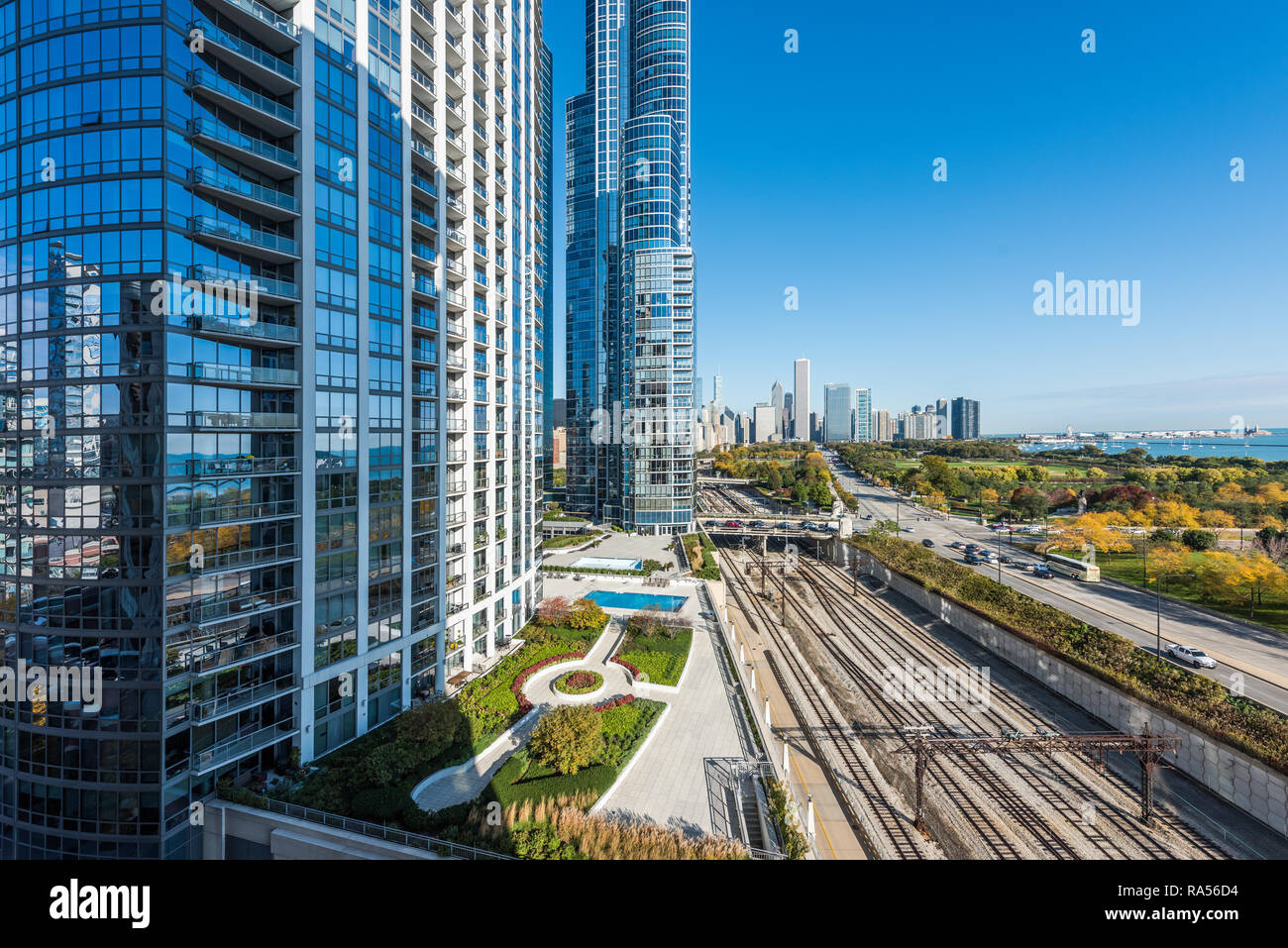Aerial view of the Chicago Skyline Stock Photo - Alamy