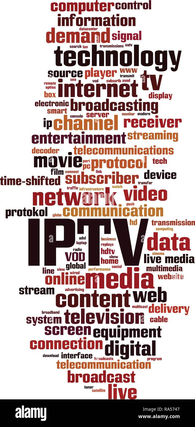 IPTV word cloud concept. Vector illustration Stock Vector