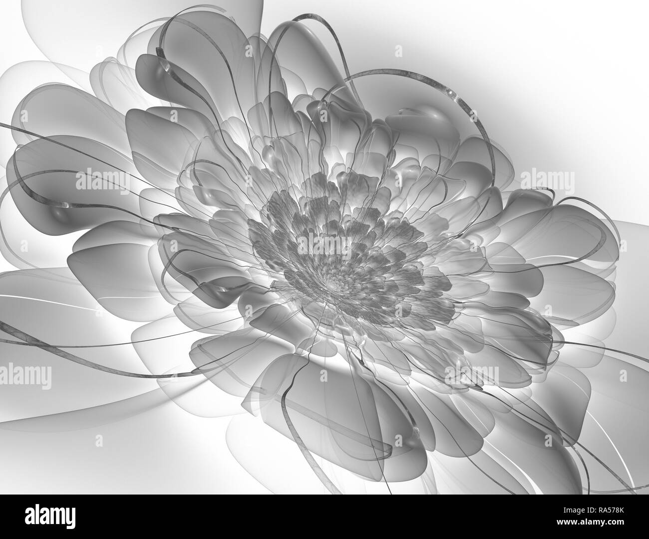 Magic night fantasy. Abstract exotic fractal background, spiral flower with glowing core with textured petals. Design for posters, t-shirts, creative  Stock Photo