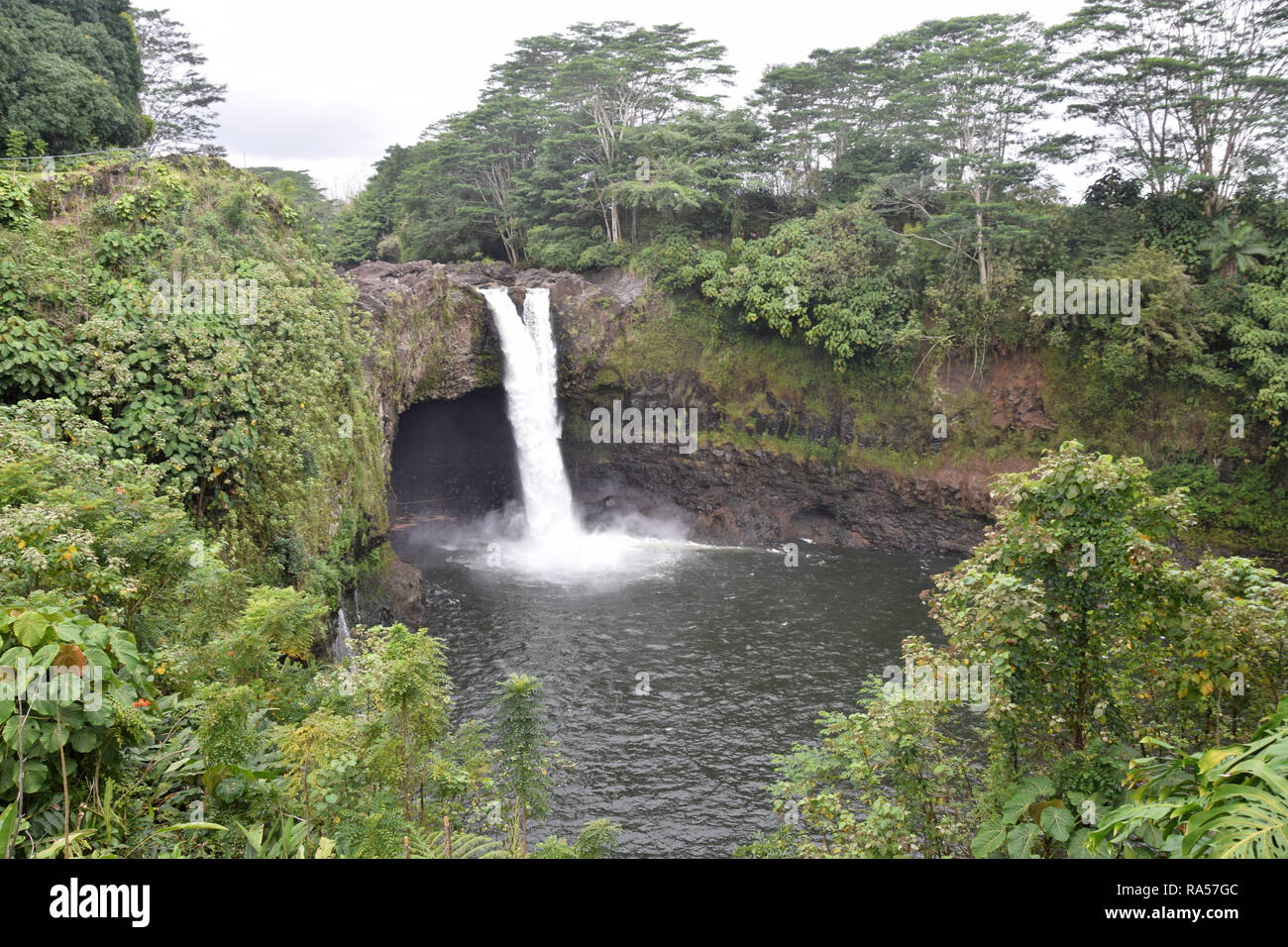 Rainbow Falls located near Hilo, on Hawaii's Big Island Stock Photo