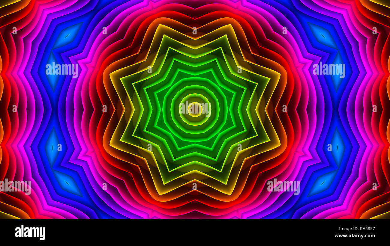 Abstract Colorful Symmetric Pattern Ornamental Decorative Kaleidoscope ...