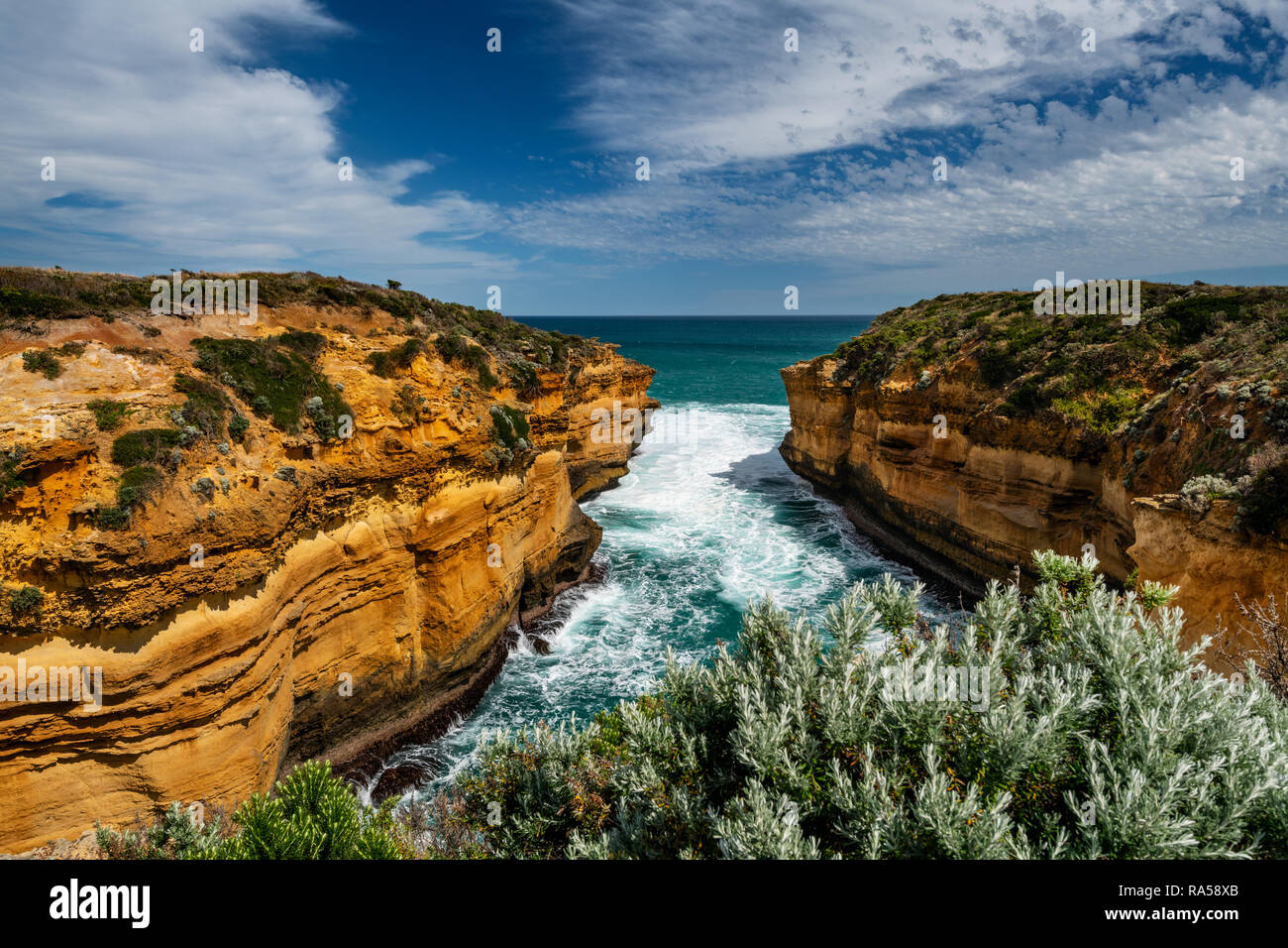 Blowhole Gorge in famous Port Campbell National Park. Stock Photo