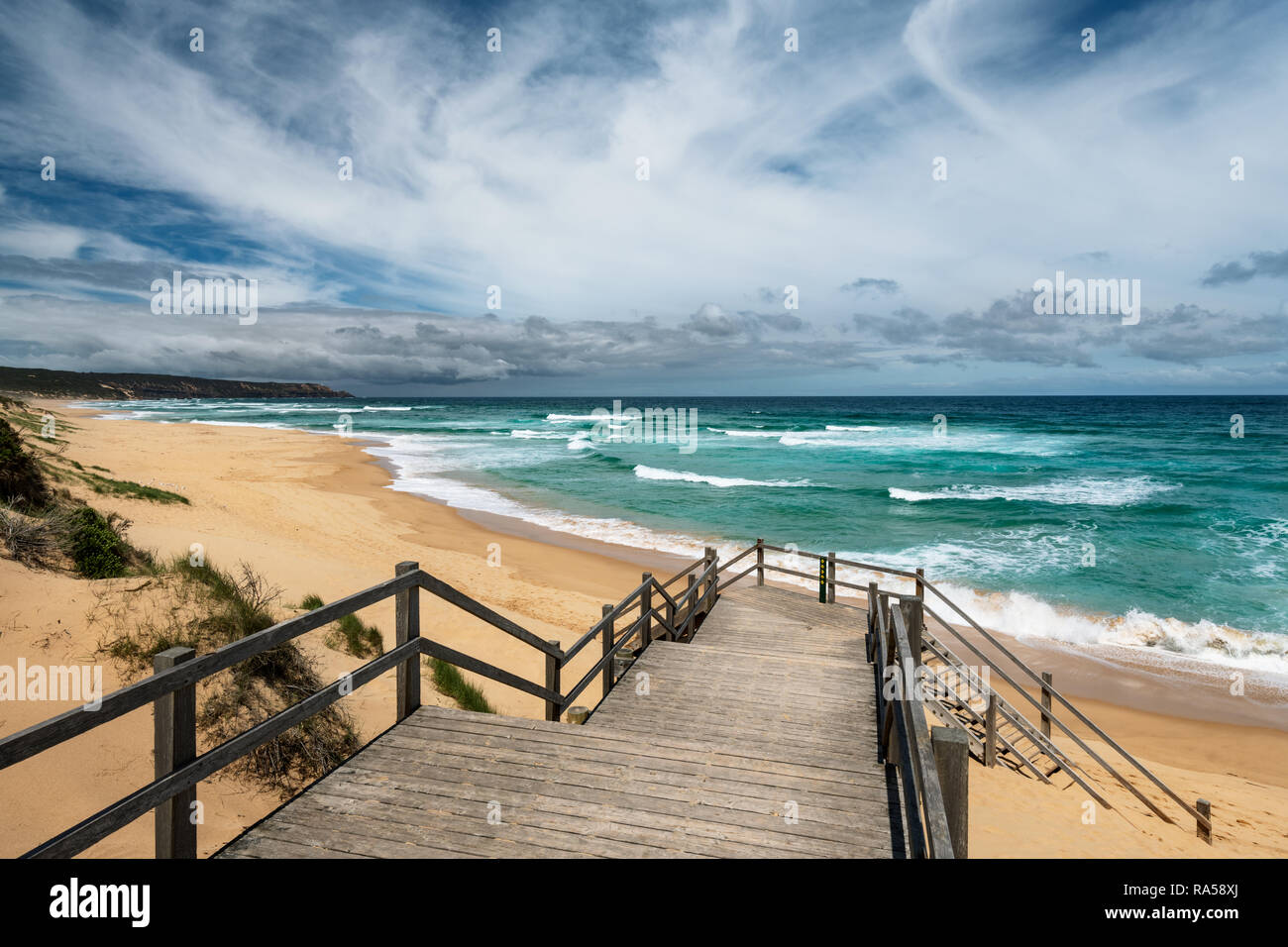 Beautiful Gunnamatta Ocean Beach on Mornington Peninsula. Stock Photo