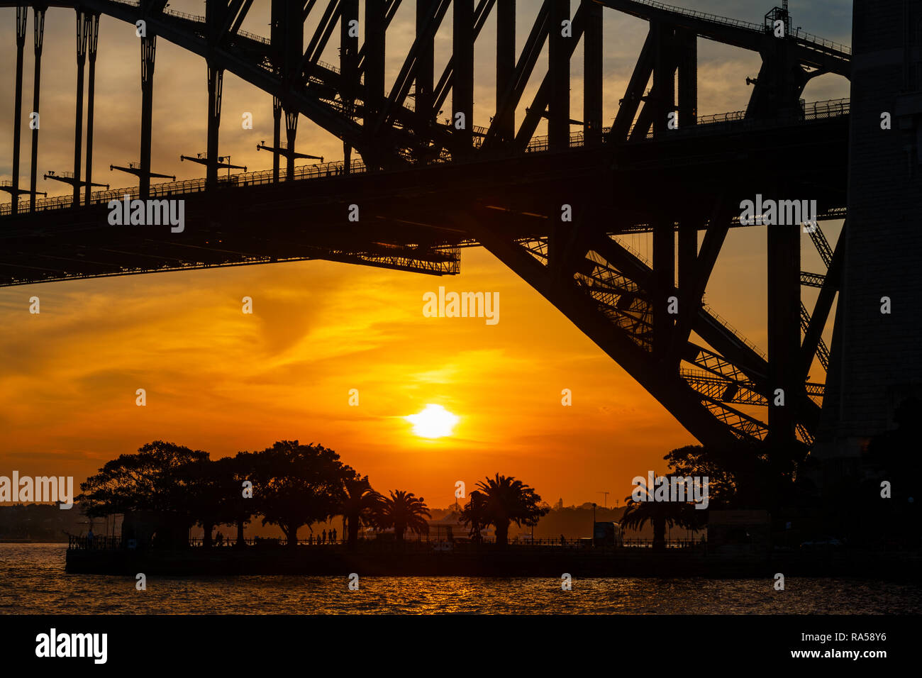 Famous Sydney Harbour Bridge at sunset Stock Photo Alamy