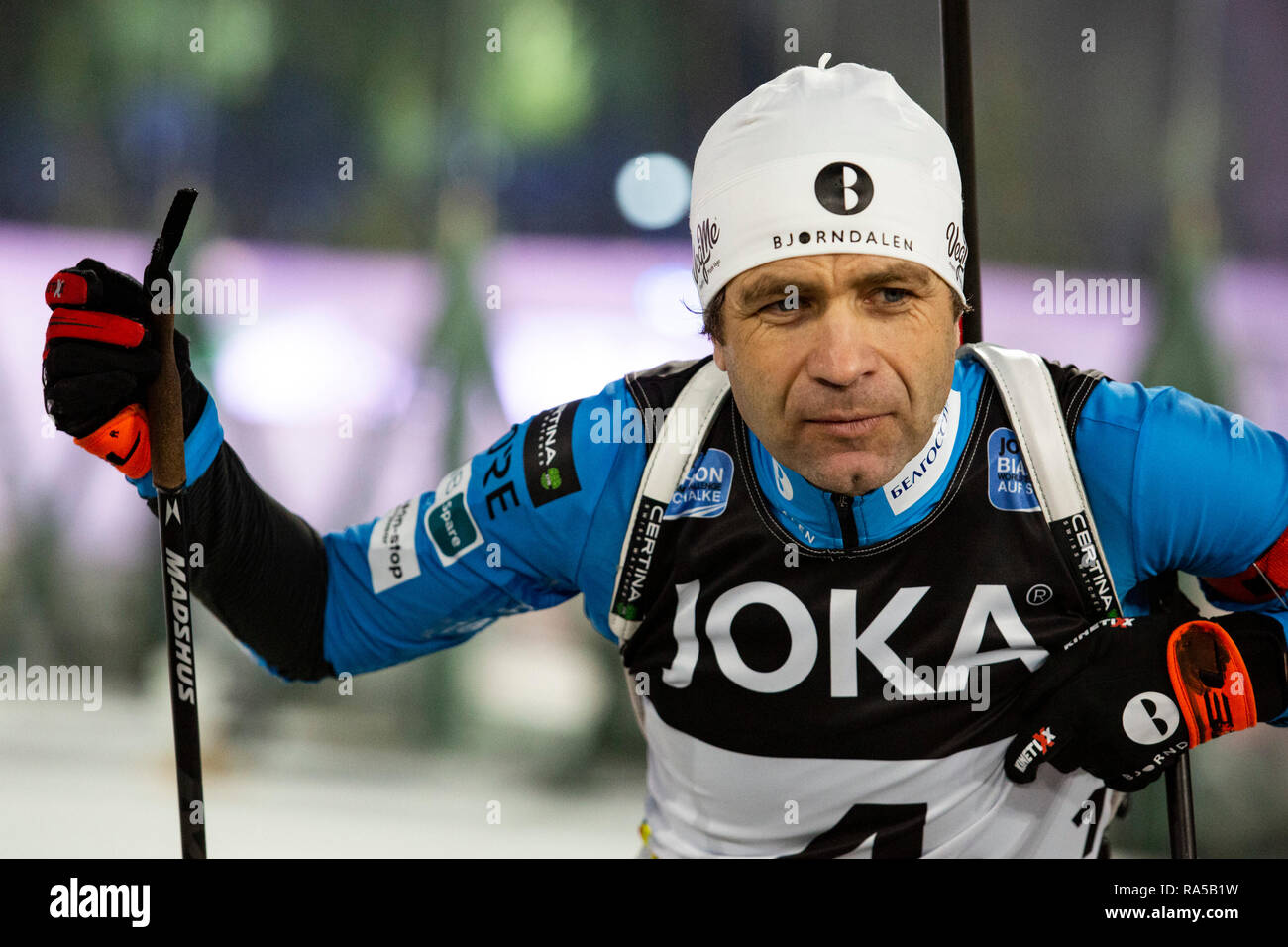 Ole Einar Björndalen (NOR). JOKA Biathlon World Team Challenge 2018 auf Schalke. Stock Photo