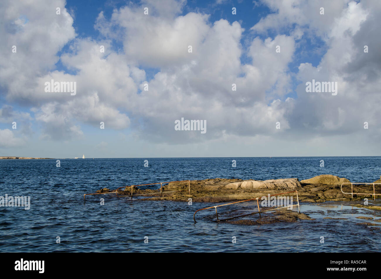 seascape with blue sky and white clouds Stock Photo - Alamy