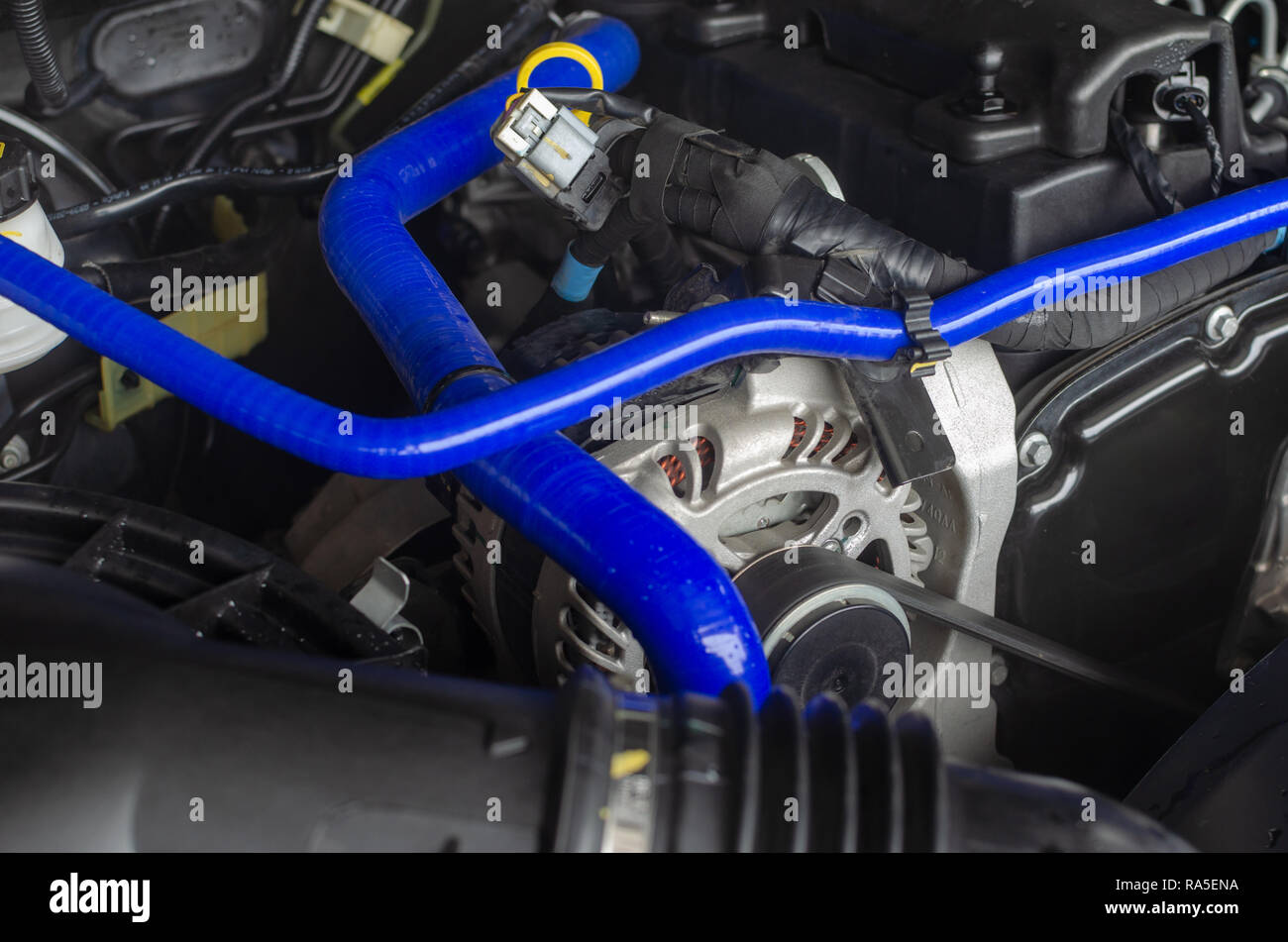 Details of various parts of the car engine Stock Photo Alamy