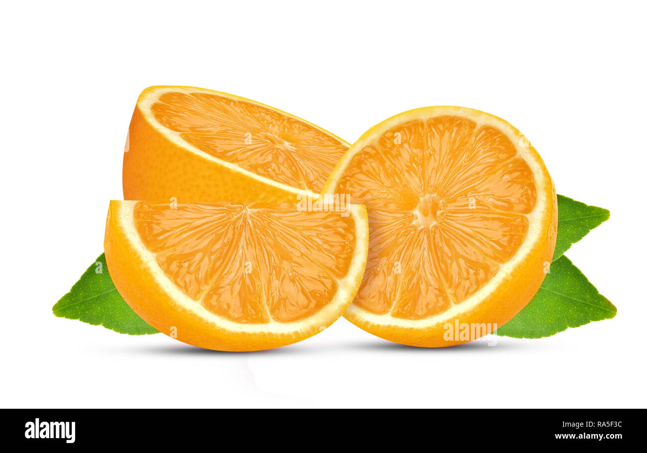 slice of orange fruit isolated on white background Stock Photo - Alamy