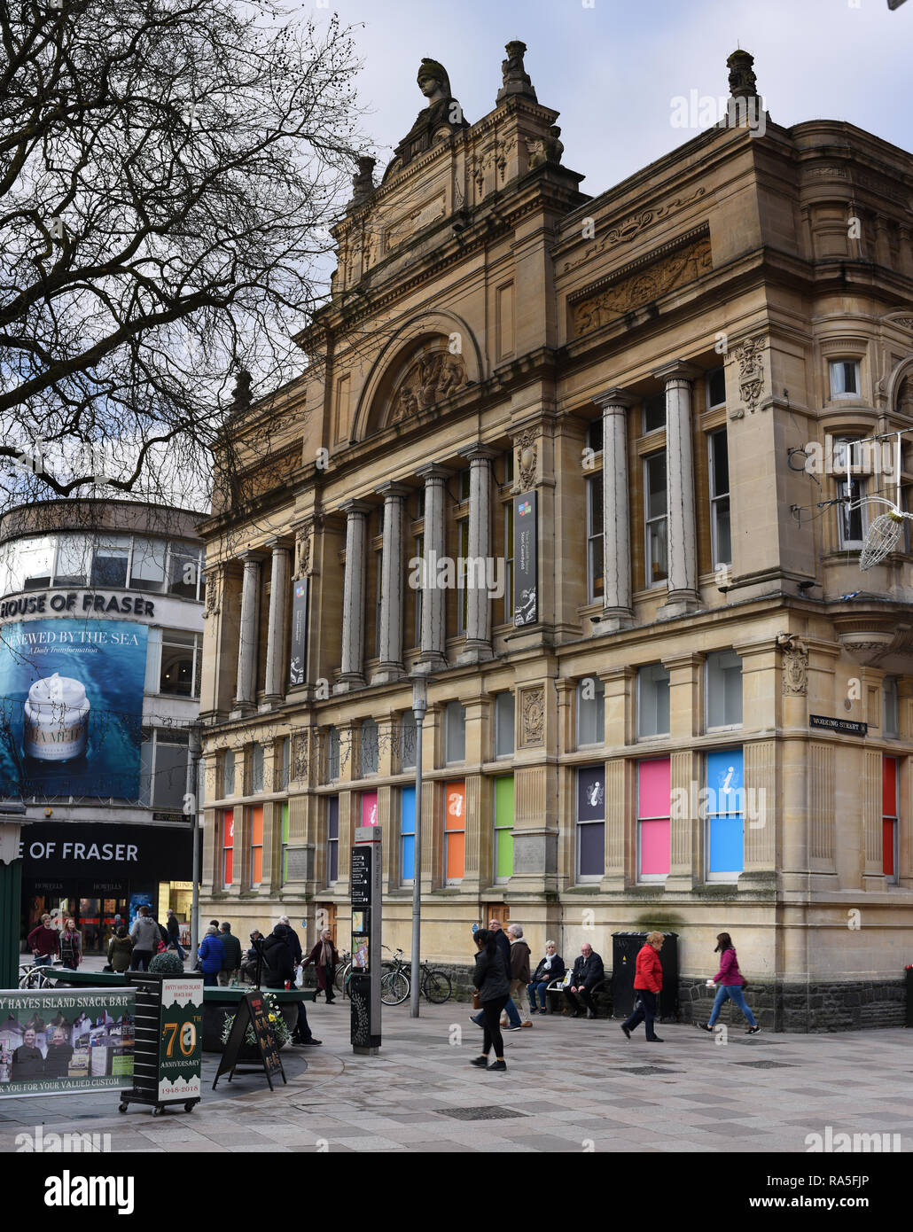 The Former Cardiff Library in 2018 when House of Fraser still existed number 3766 Stock Photo