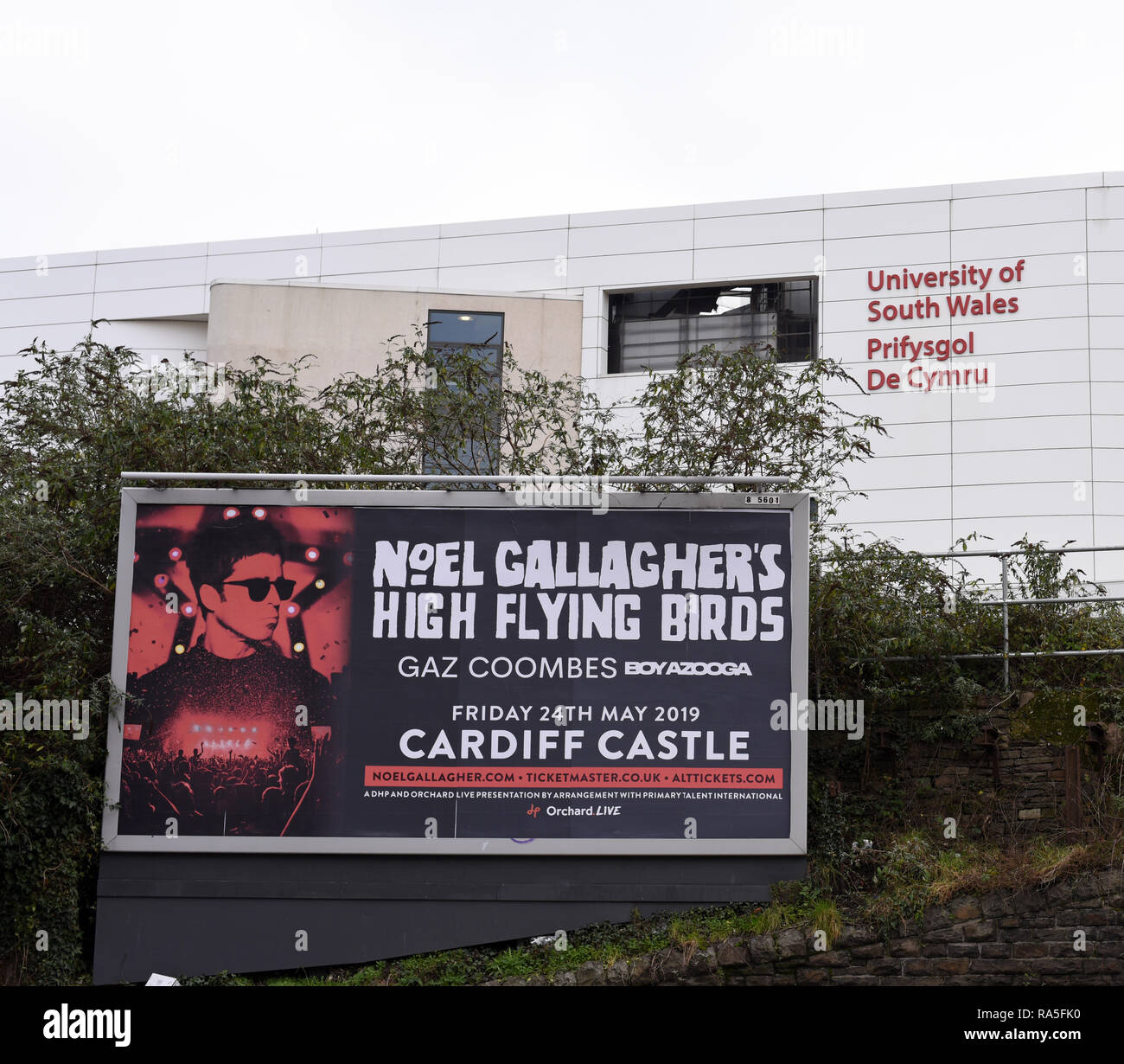 Forthcoming Noel Gallagher concert poster outside university building number 3767 Stock Photo
