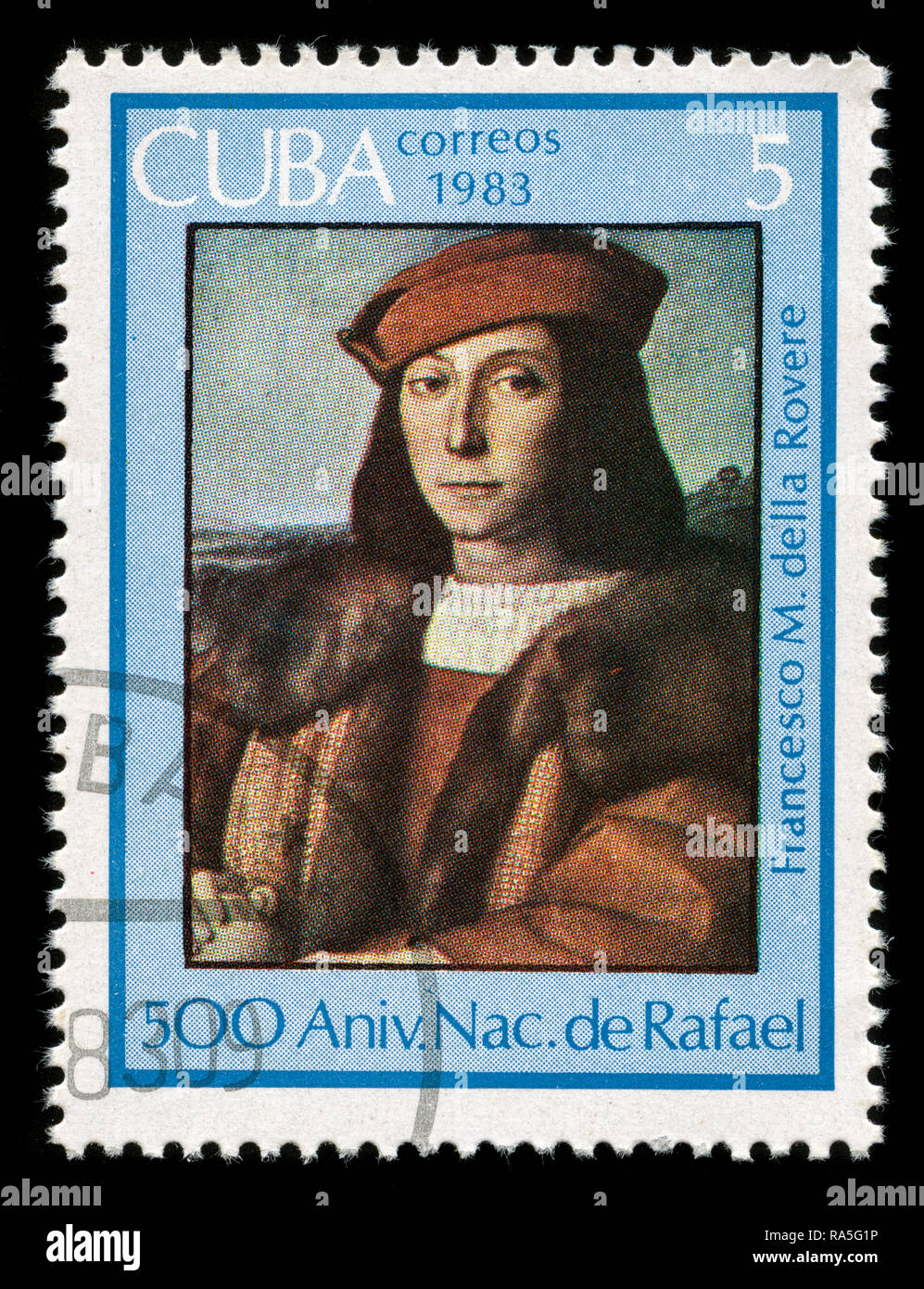 Postage stamp from Cuba in the Raffael, 500th Birthday series issued in 1983 Stock Photo