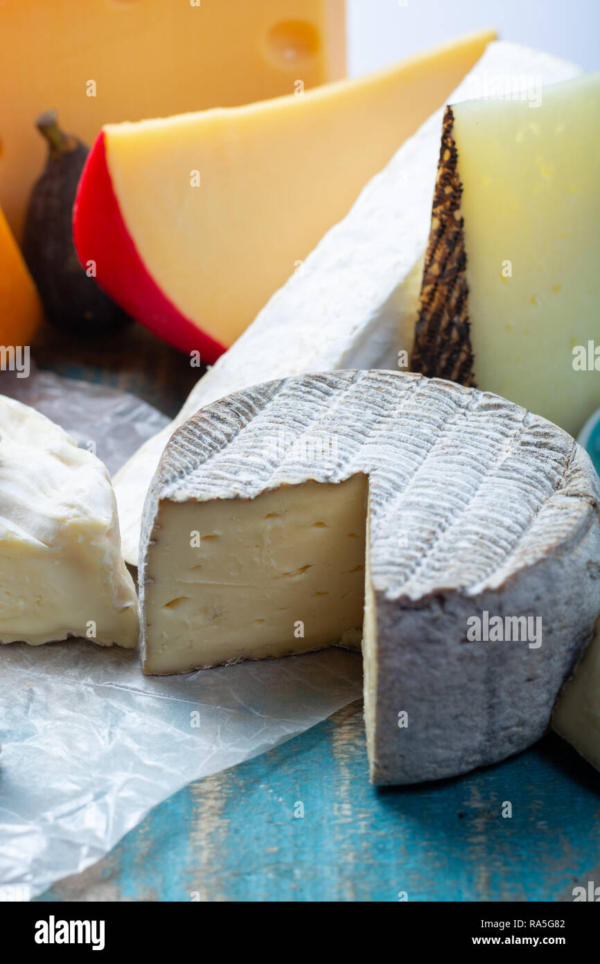 Famous European cheeses in assortment, Dutch red ball Edam and old