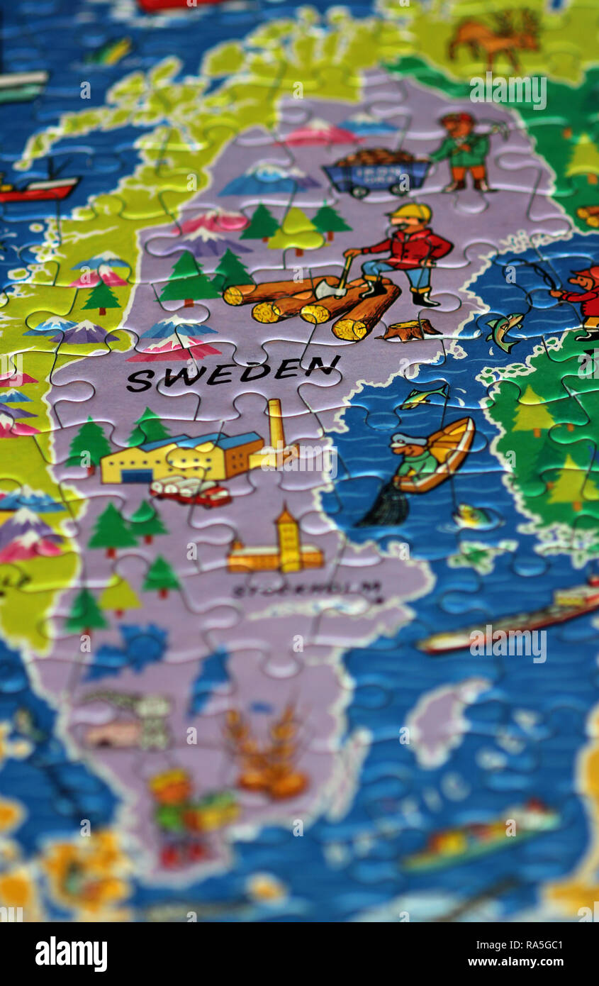 Sweden jigsaw map Stock Photo