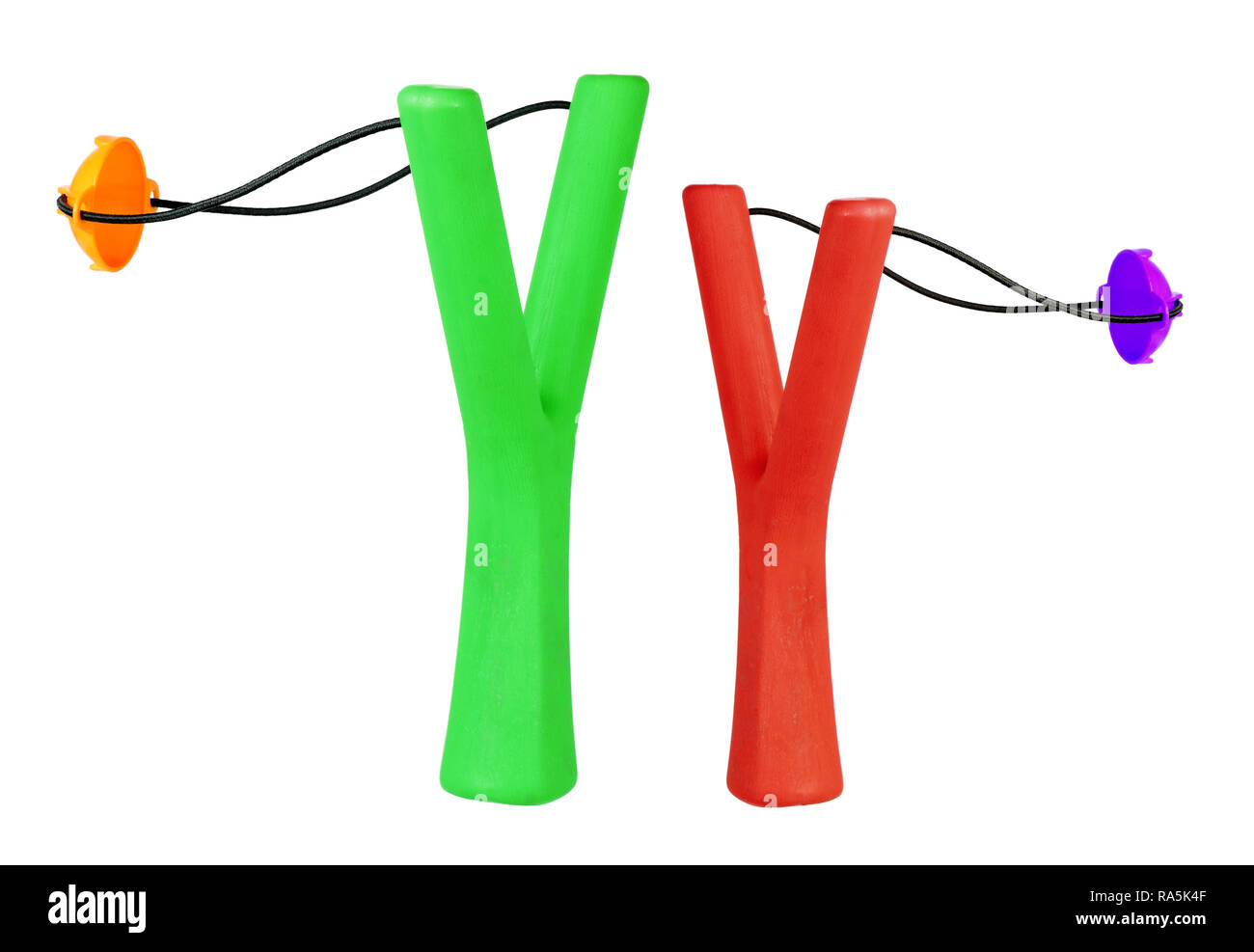 Slingshots on White Background Stock Photo Alamy