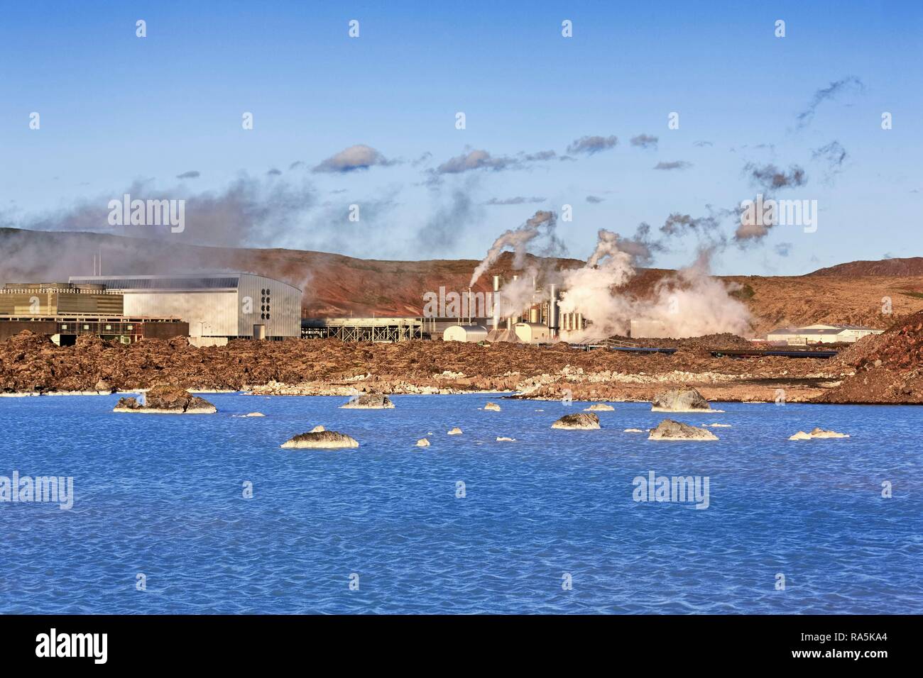 Svartsengi power plant, Blaue Lagune thermal spa, Reykjanes peninsula, near Reykjavik, Iceland Stock Photo