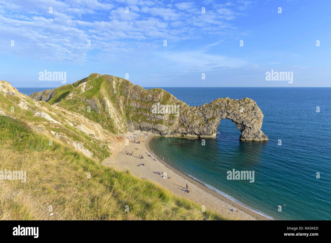 Beach and Arch Durdle Door, West Lulworth, England, Great Britain Stock Photo