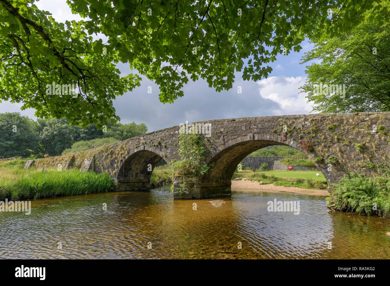 Old Stone Bridge, Two Bridges, Princetown, Dartmoor NP, England, Great Britain Stock Photo