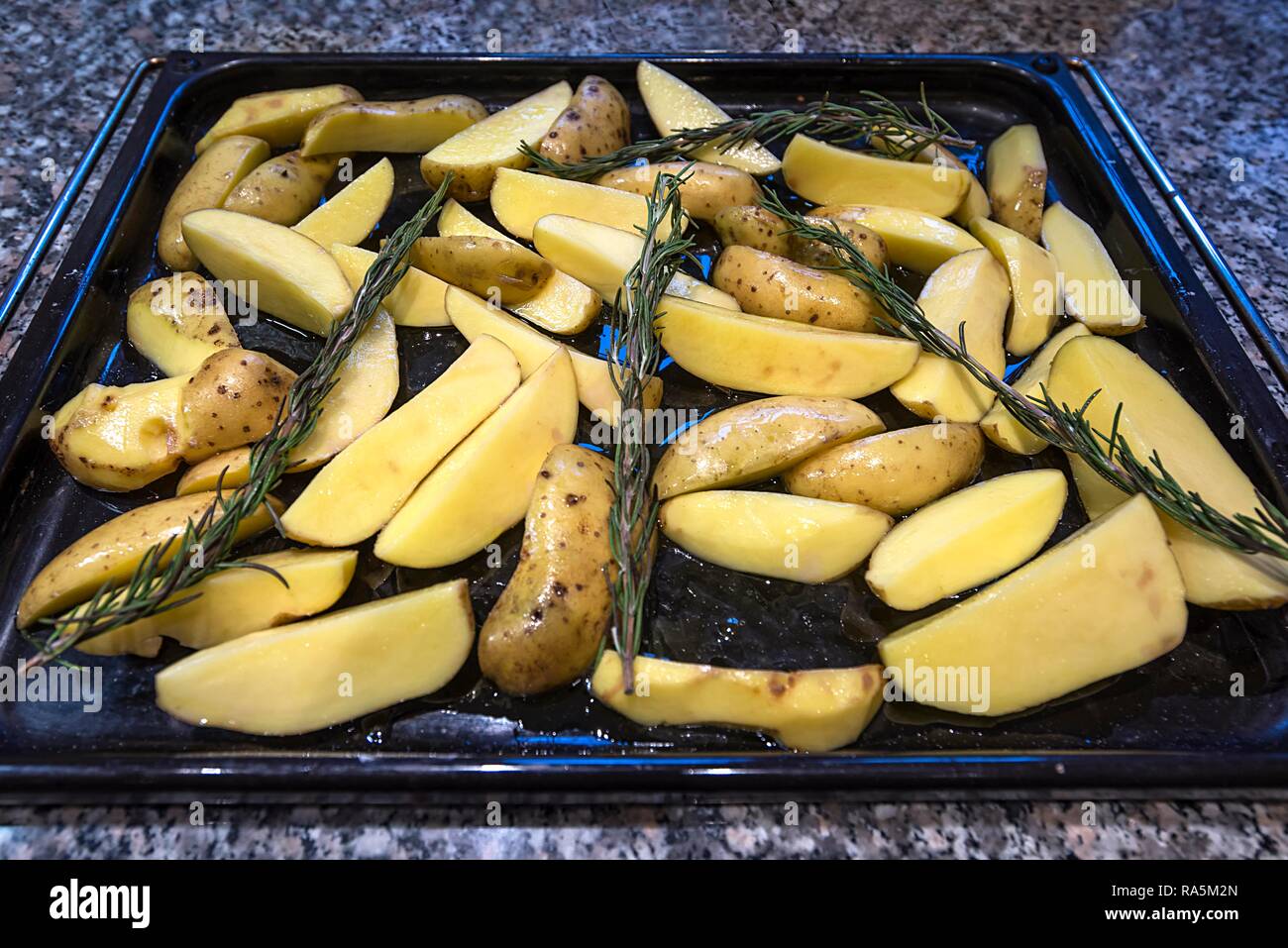https://c8.alamy.com/comp/RA5M2N/quartered-oiled-rosemary-potatoes-on-a-baking-tray-germany-RA5M2N.jpg