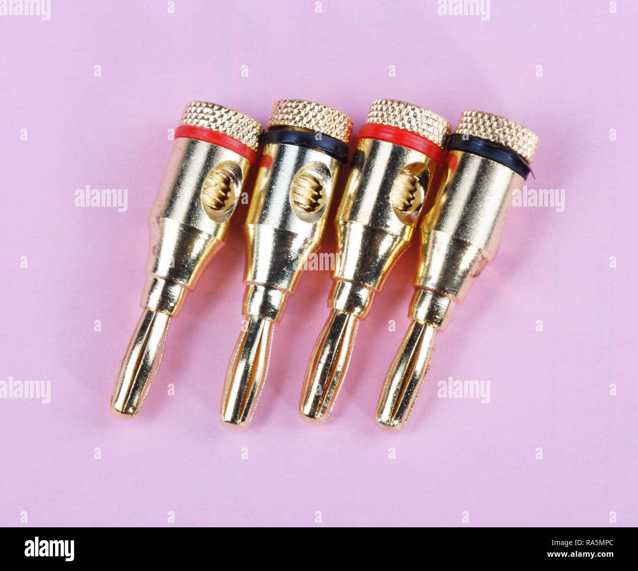 four electric banana plug Stock Photo Alamy