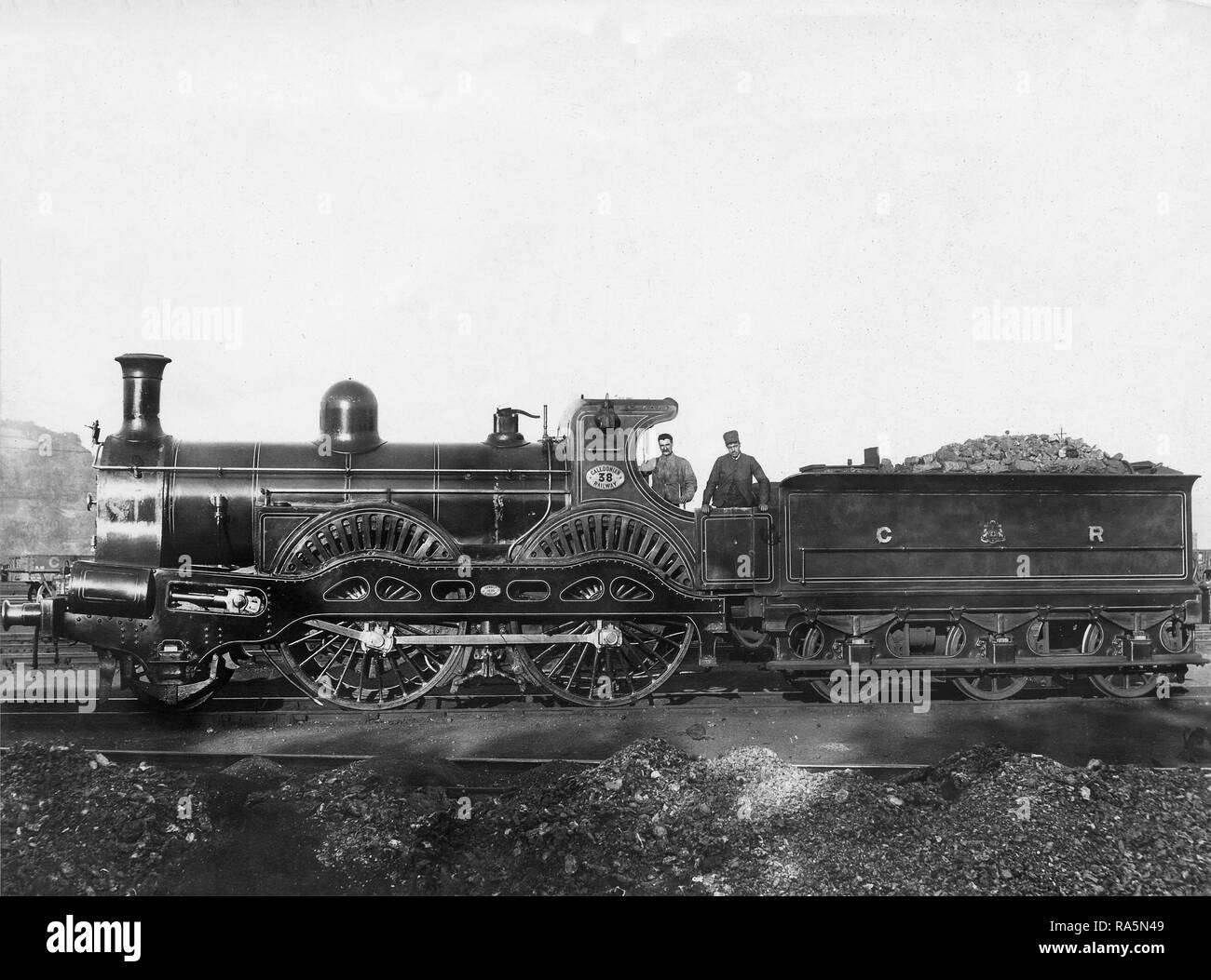 Caledonian Railway 2-4-0 steam locomotive No.38 at Perth Stock Photo