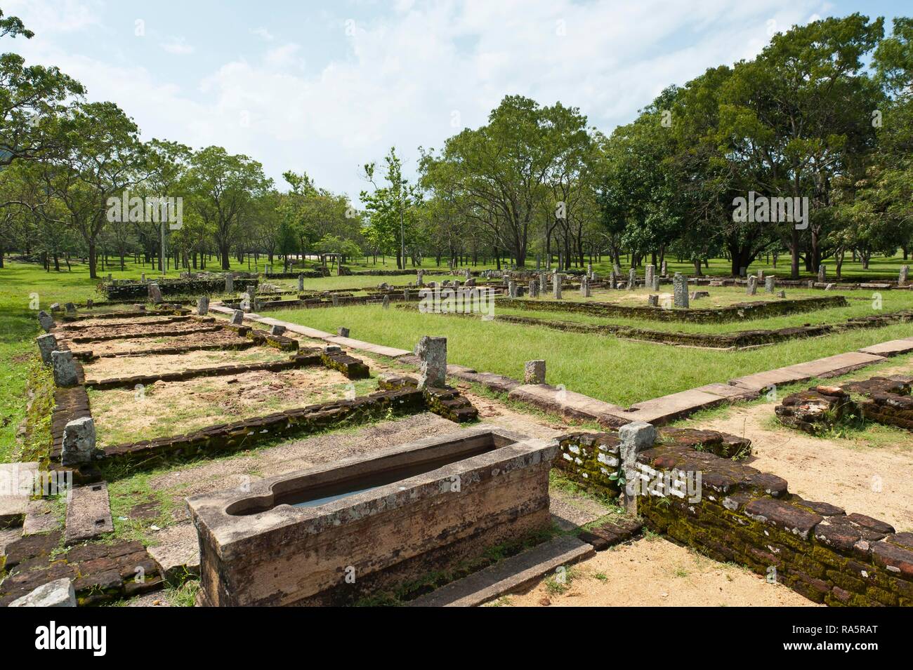 Ruins of the Hospital, Old Hospital, Ayurveda Oil Bathtub, Mihinthale, Anuradhapura, North Central Province, Sri Lanka Stock Photo