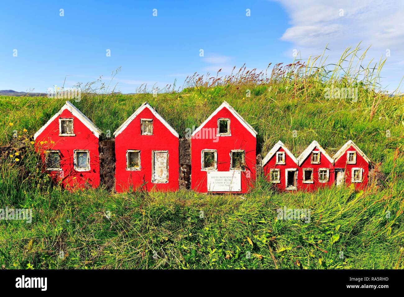 Elf houses, Strandarkirkja, Selvogur, Southern Iceland, Iceland Stock