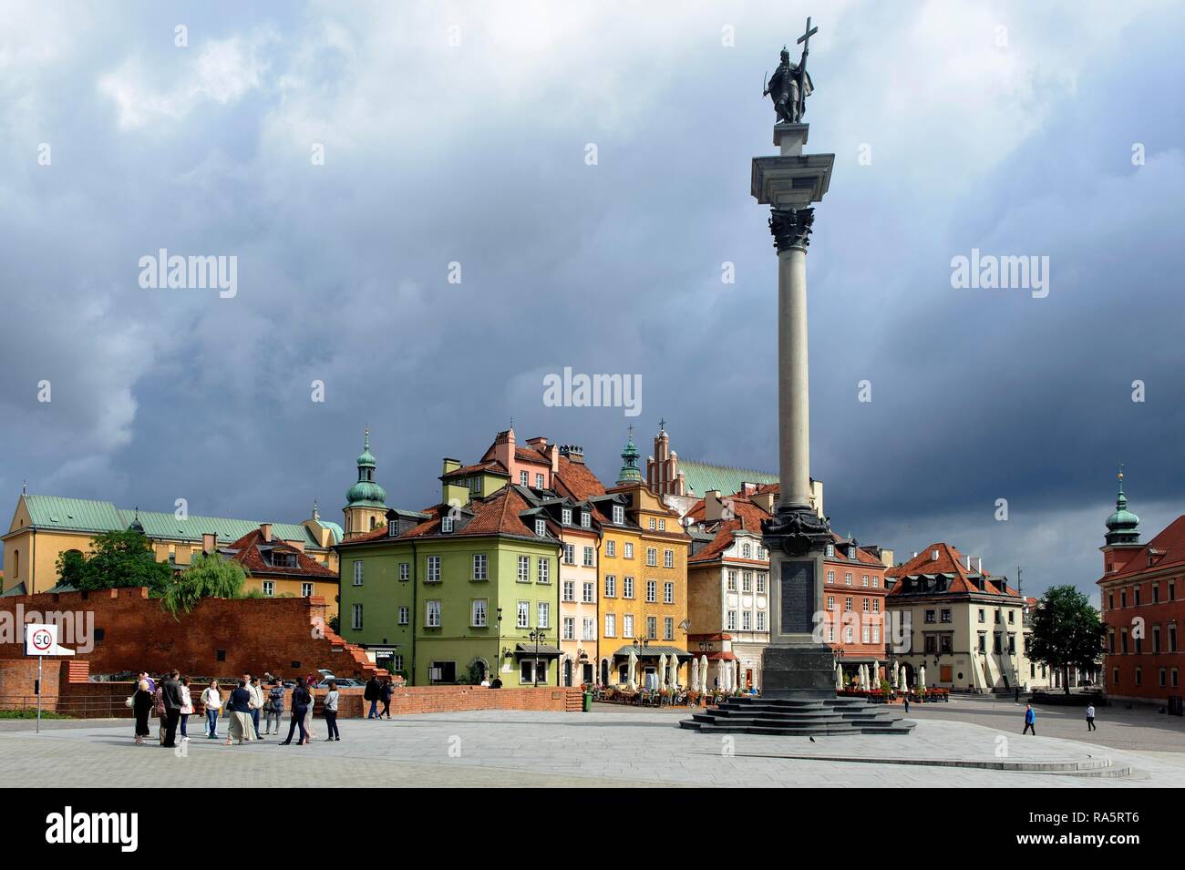 Castle Square with Sigismund's Column, Kolumna Zygmunta, Warsaw, Mazovia Province, Poland Stock Photo